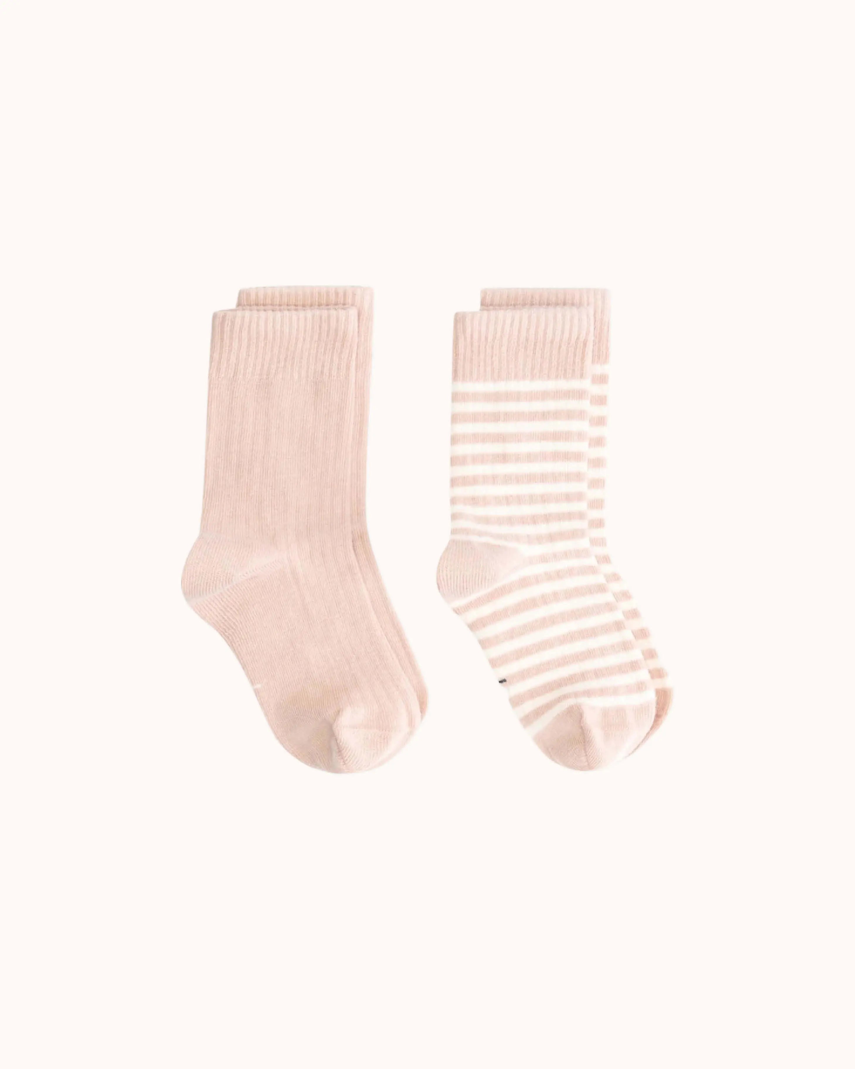 Ribbed Socks in faded pink/cream - Set of 2