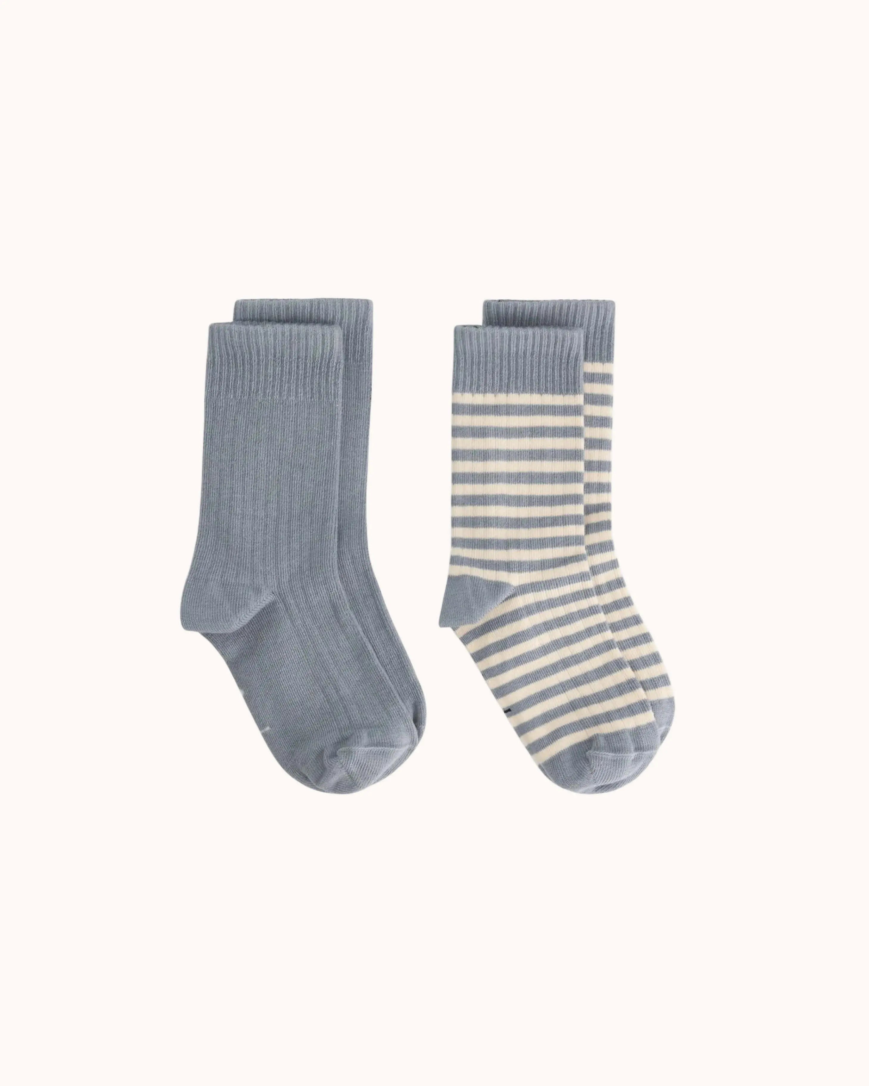 Gerippte Socken in stone gray/cream - 2er Set