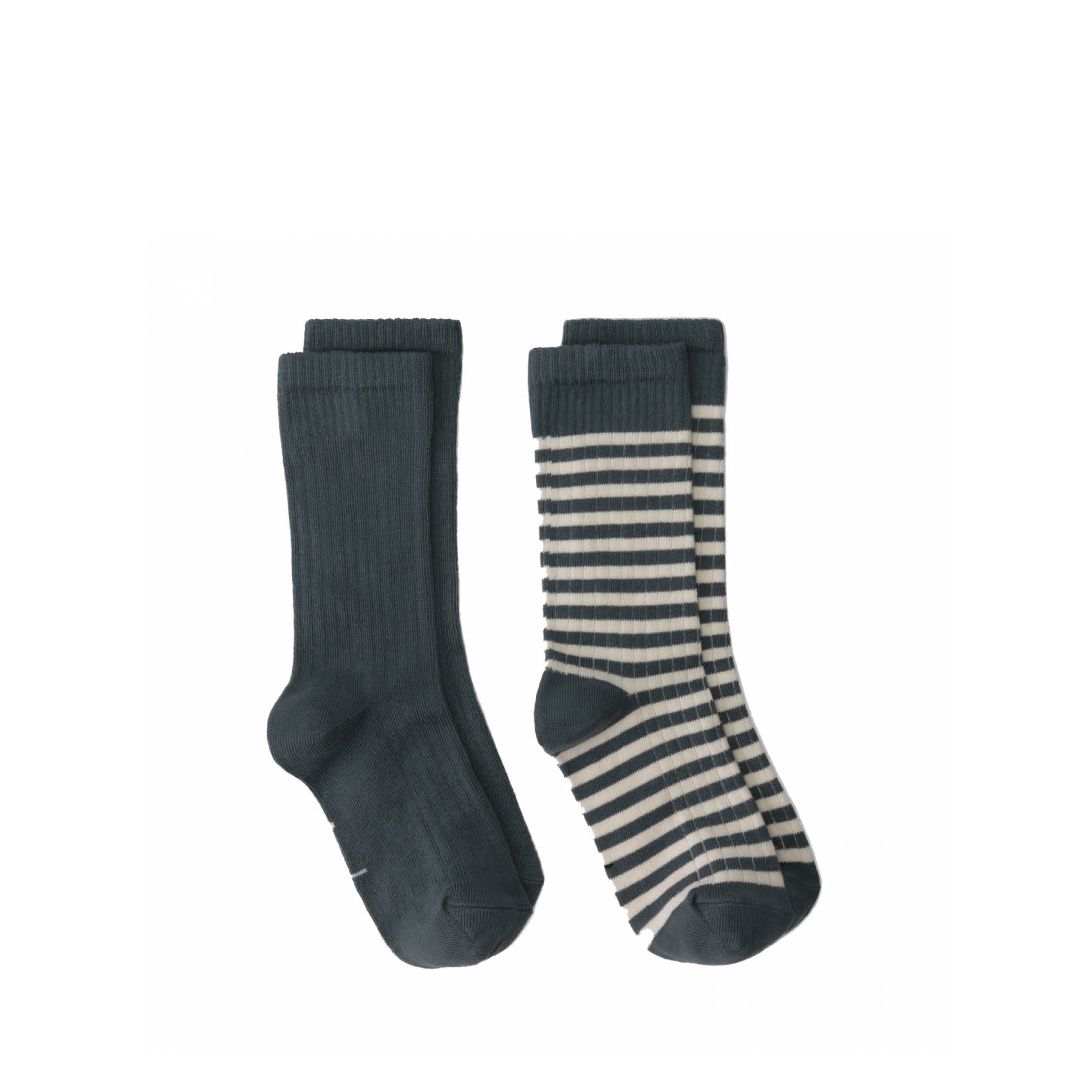 Gerippte Socken in blue grey/cream - 2er Set