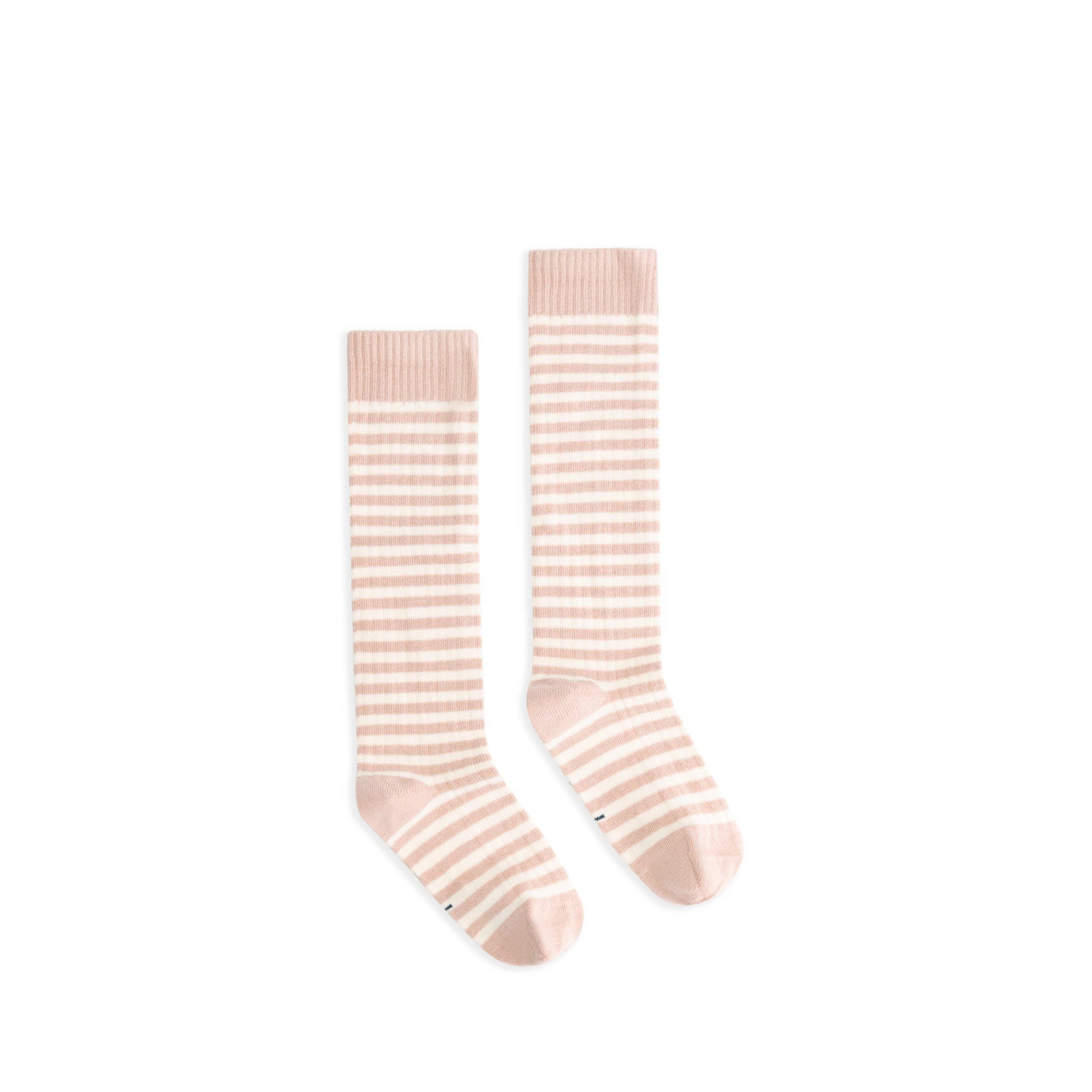Lange gerippte Socken in faded pink/cream