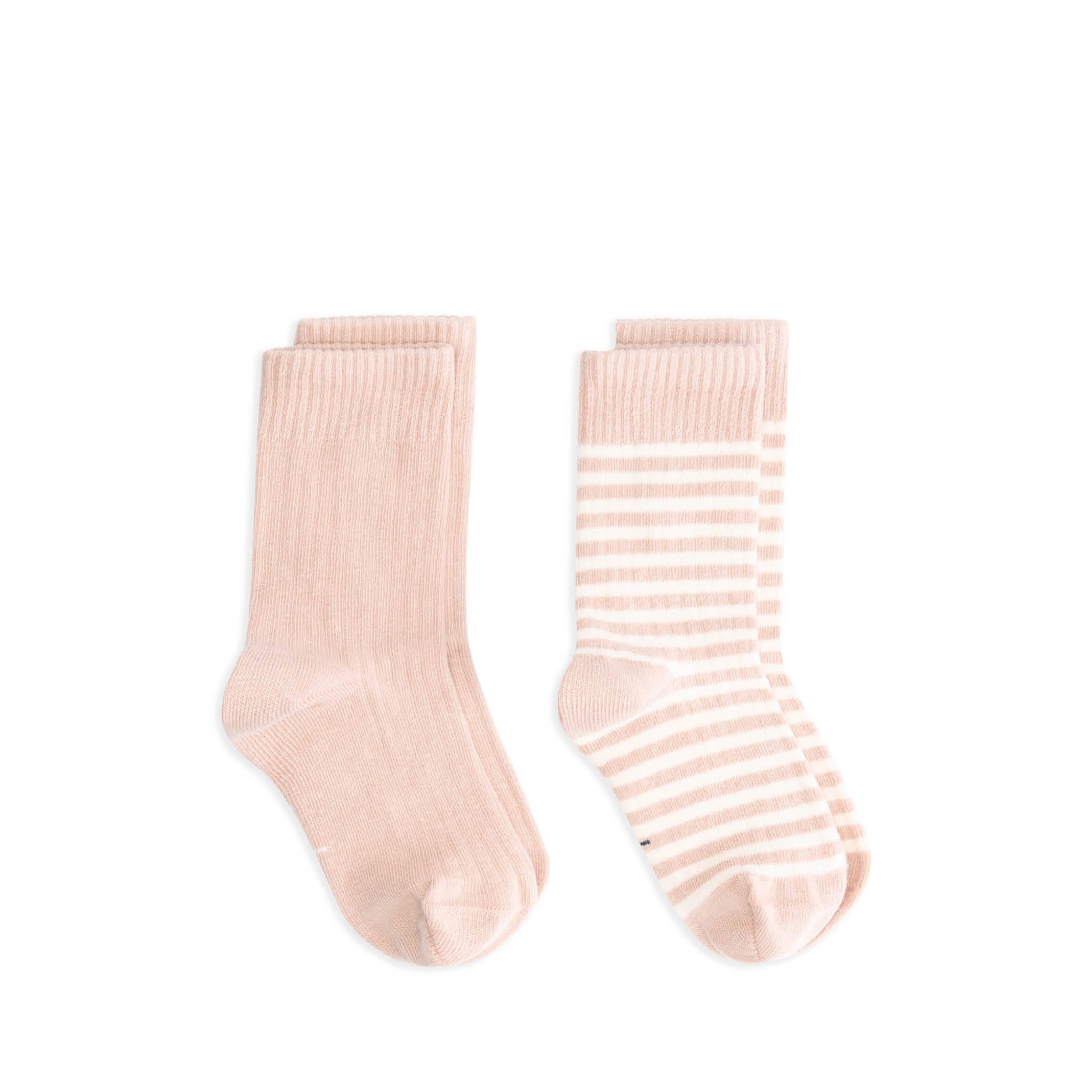 Gerippte Socken in faded pink/cream - 2er Set