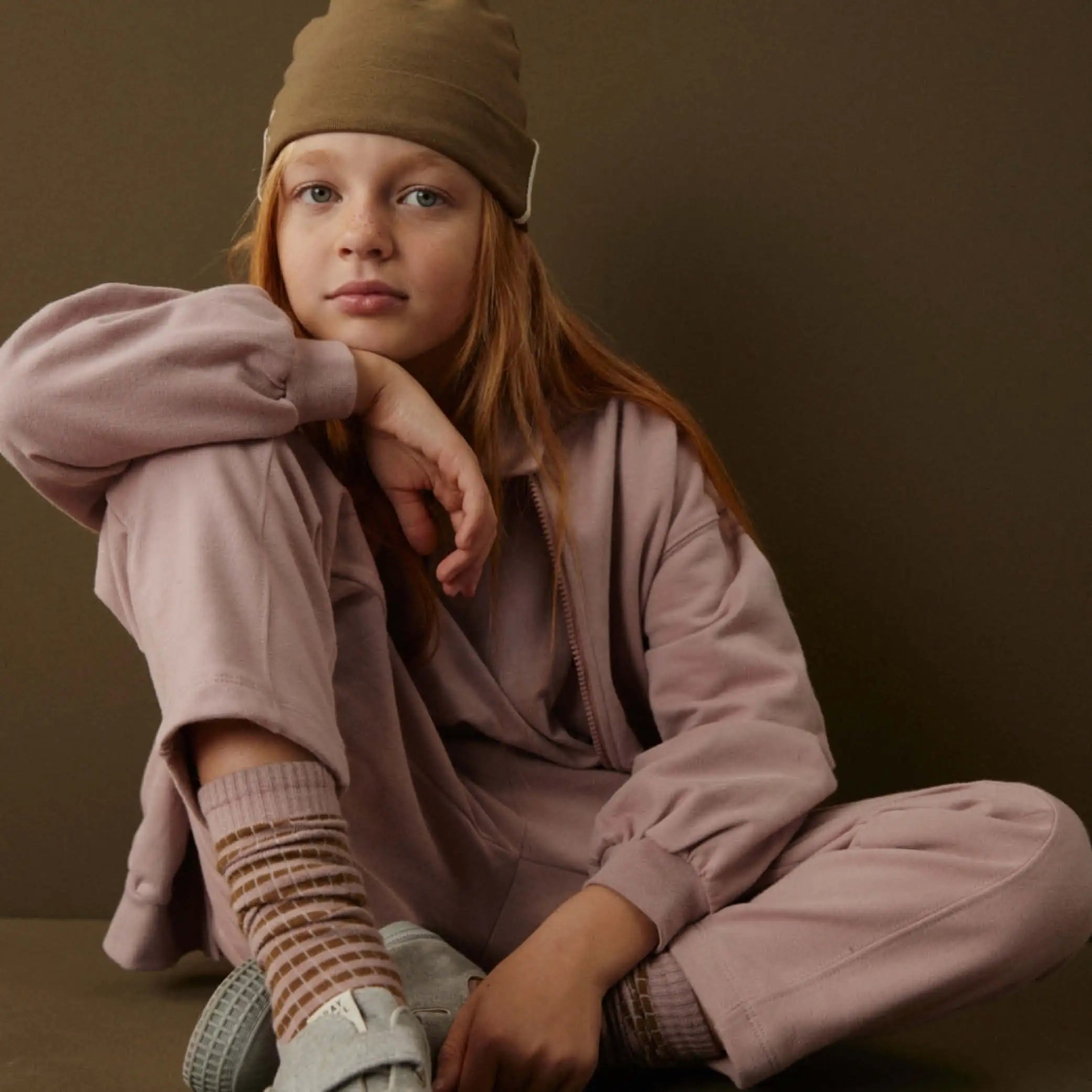 Lange gerippte Socken in berry/woody