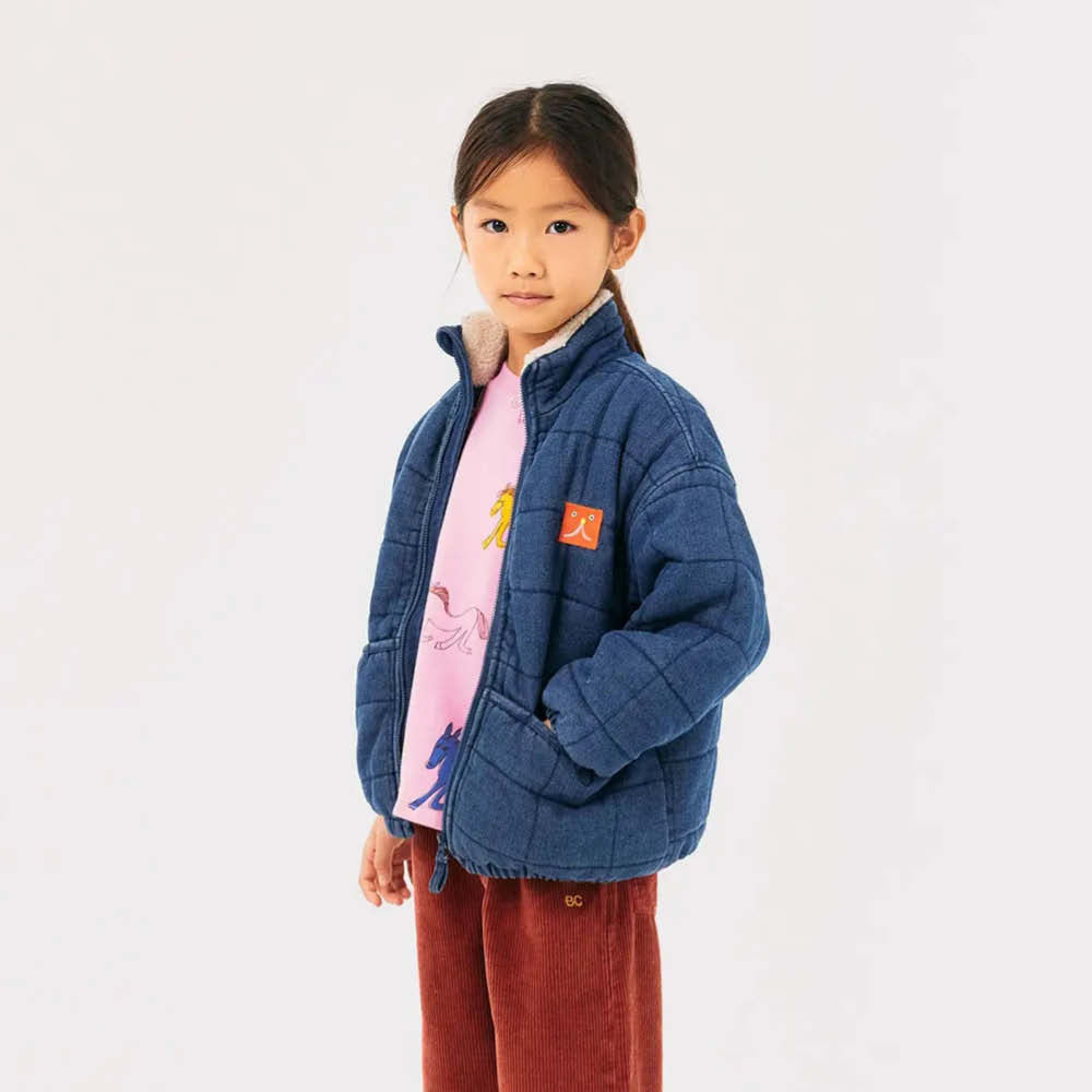 Quilted Denim Jacket Funny Face