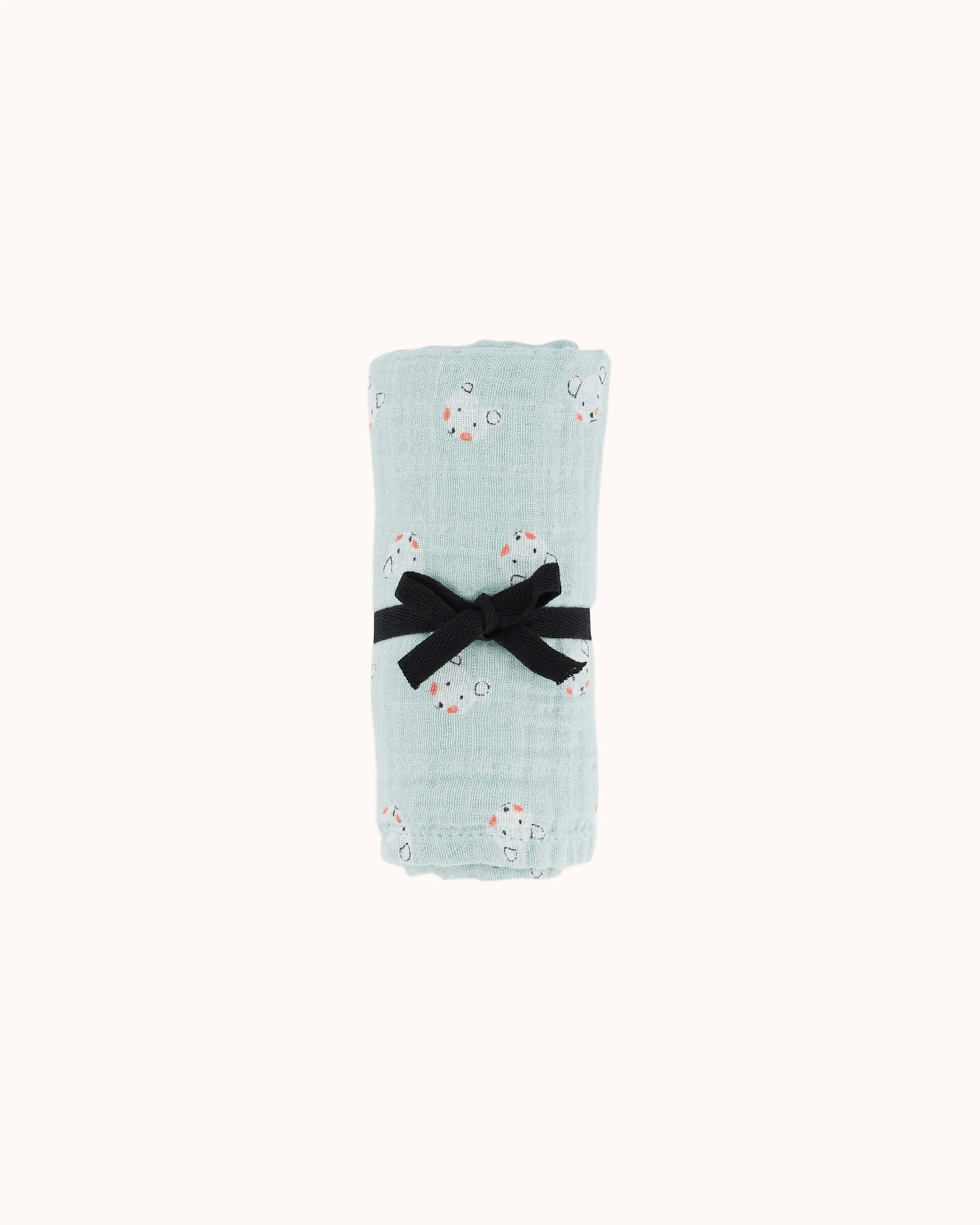 Musselin Swaddle Bianca Teddy blue