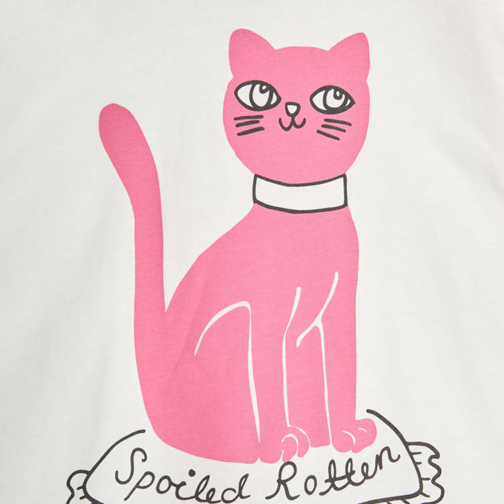 Kurzärmliges T-Shirt mit pinker Katze