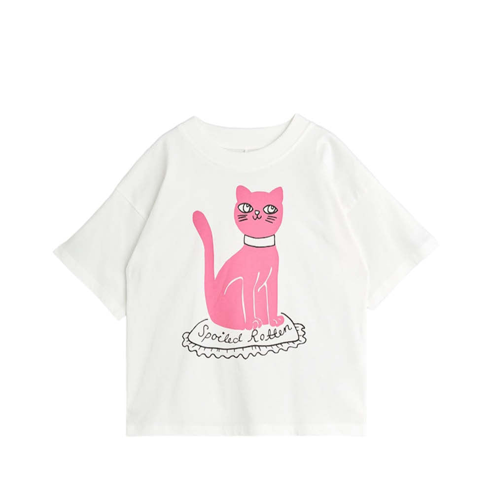 Kurzärmliges T-Shirt mit pinker Katze