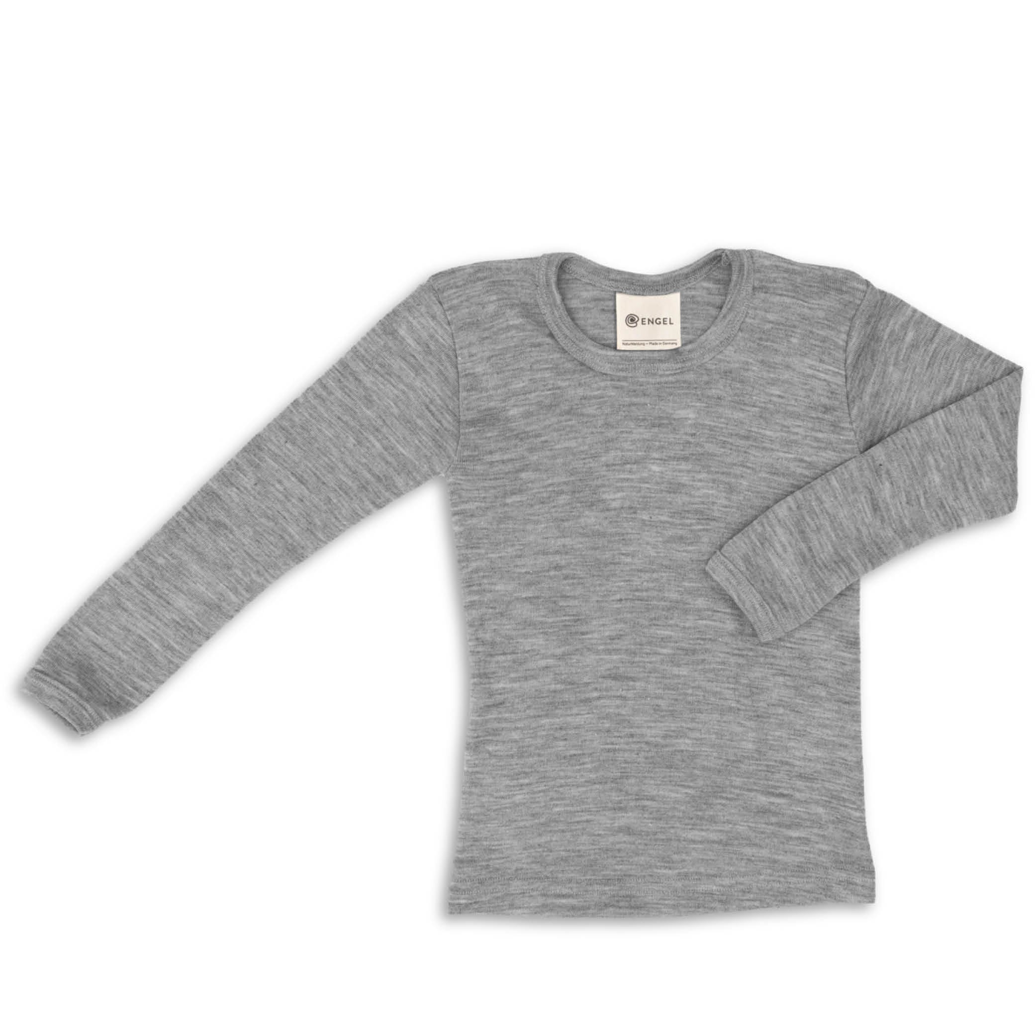Langärmliges T-Shirt aus Wolle/Seide in gray melange