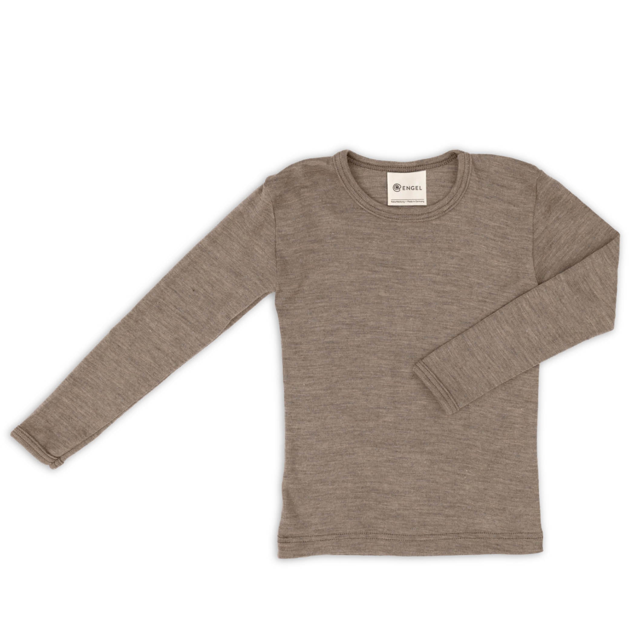 Wool/Silk long-sleeved T-Shirt in walnut melange