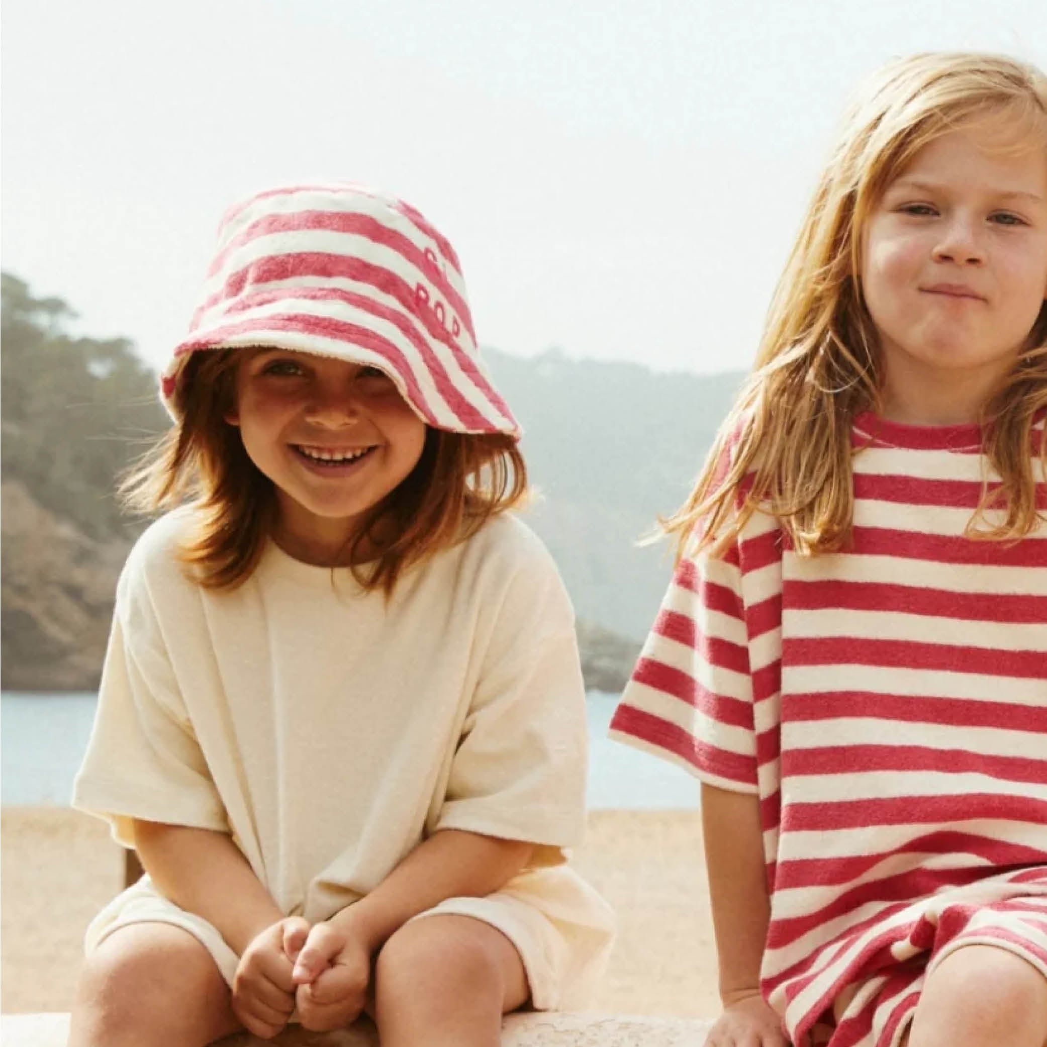 POP Terry Sun Hat in cherry/cream