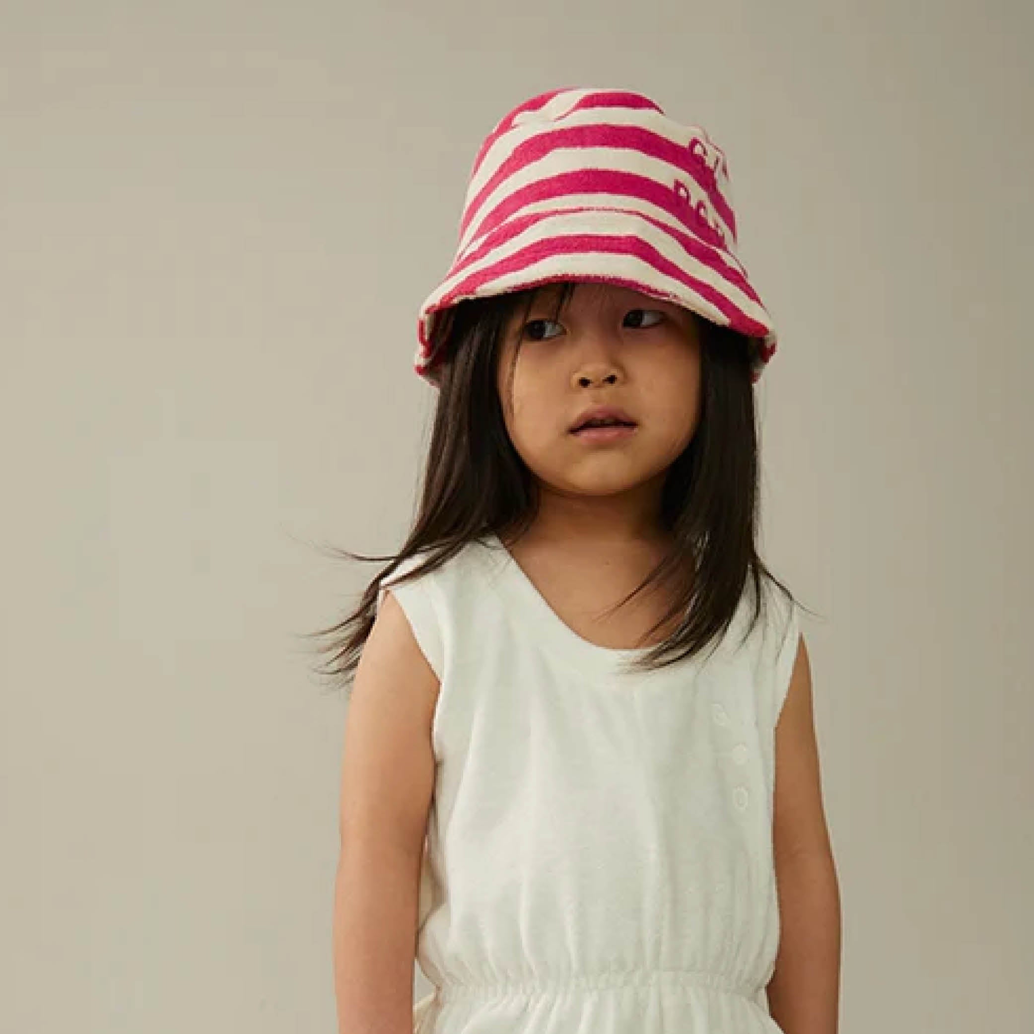 POP Terry Sun Hat in cherry/cream