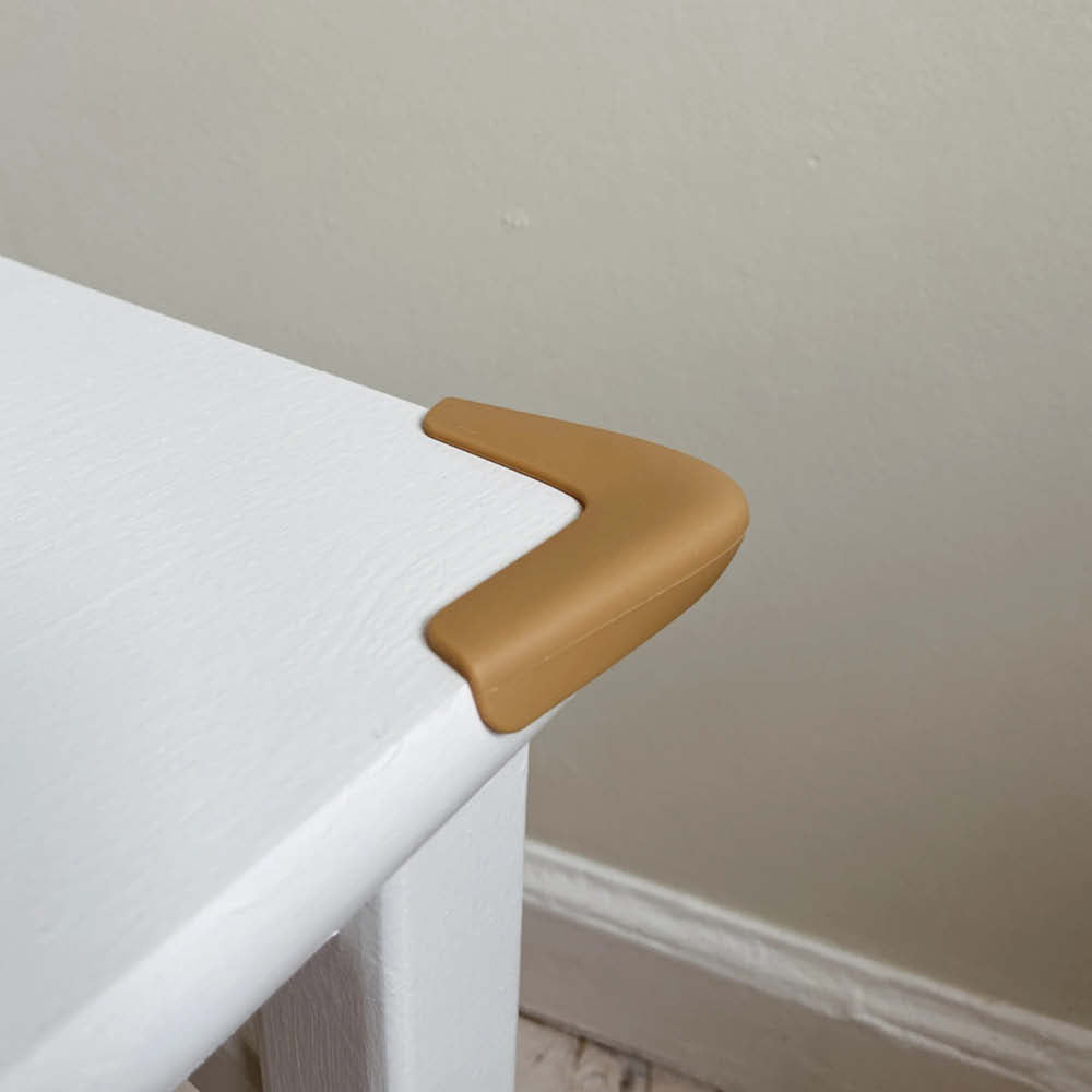 Set of 4, Silicone Table Corners in almond
