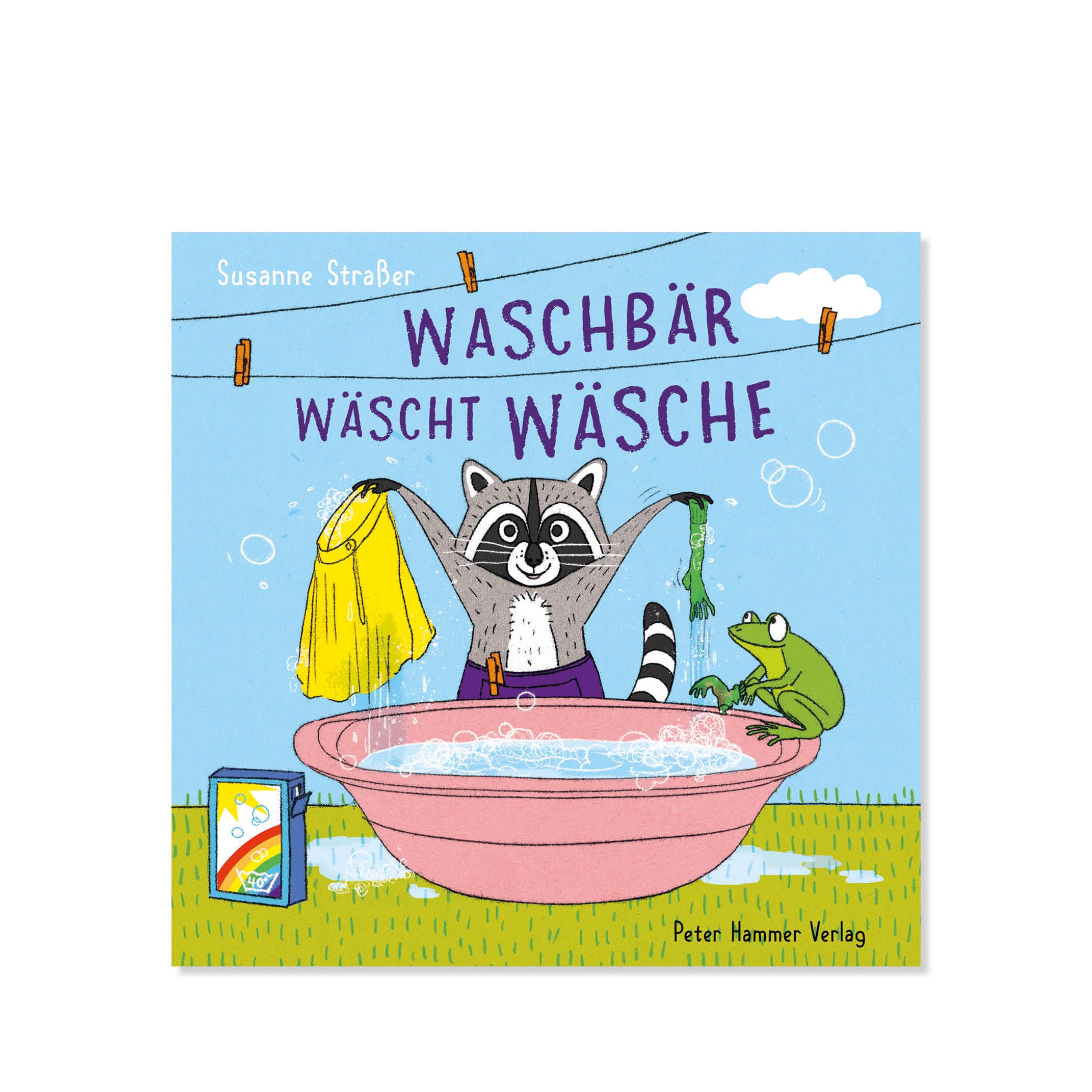 Waschbär wäscht Wäsche