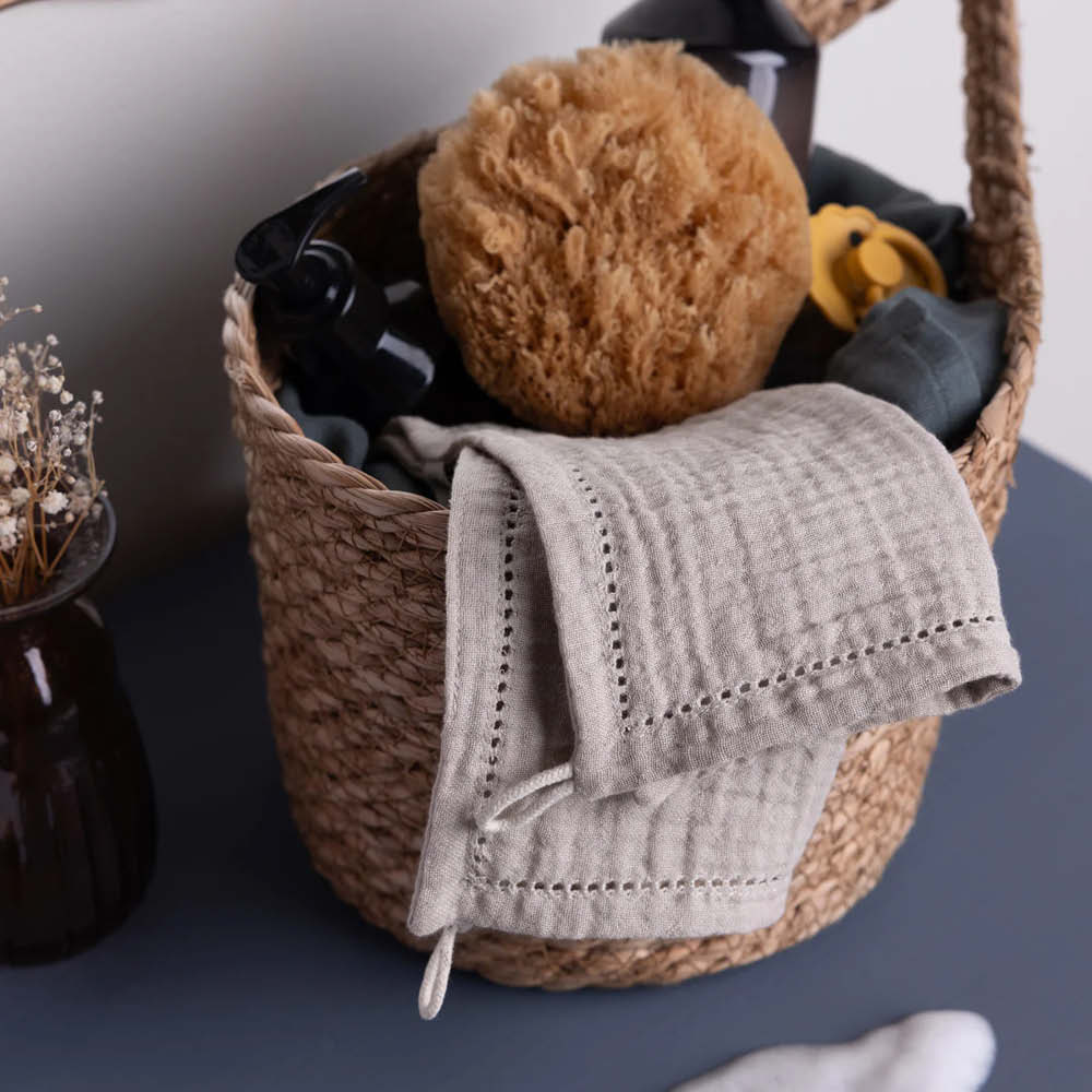 Musselin Waschlappen Set in seabreeze beige