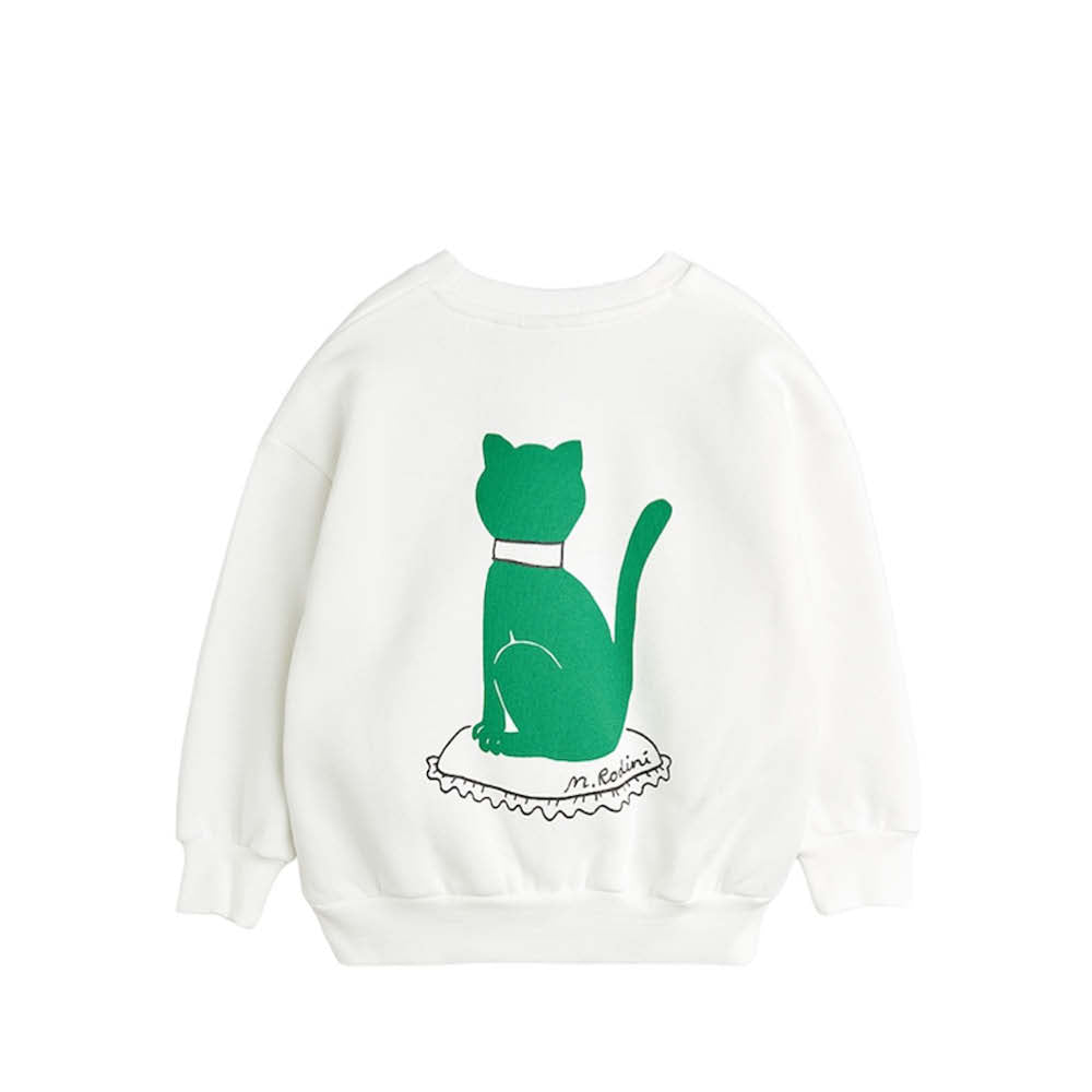 Langärmliger Sweater mit grüner Katze