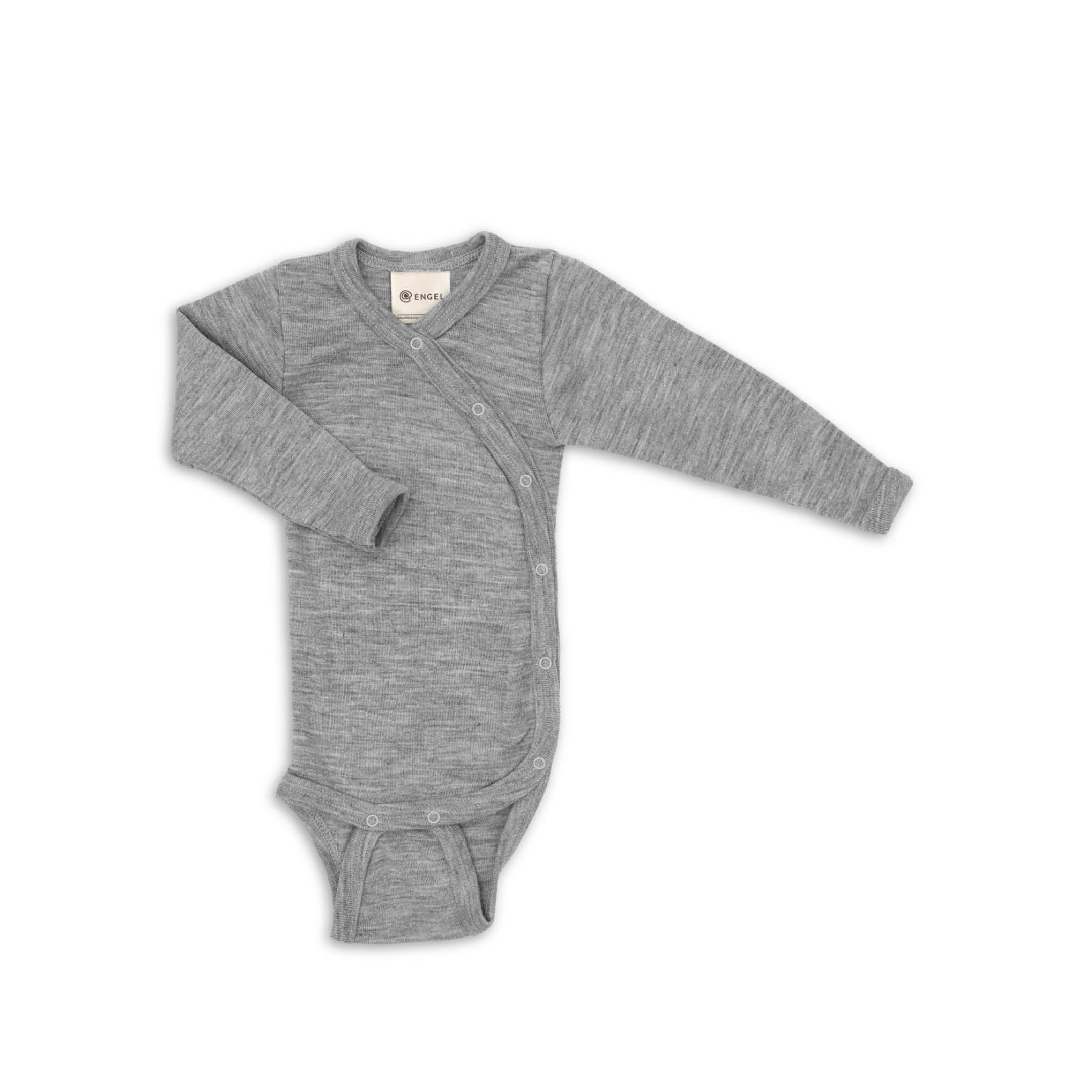 Baby Wickelbody grey melange aus Wolle Seide von Engel Natur