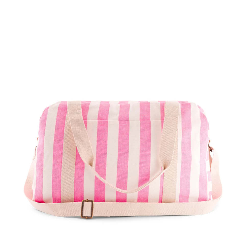 Weekender- & Wickeltasche in ecru/pink gestreift
