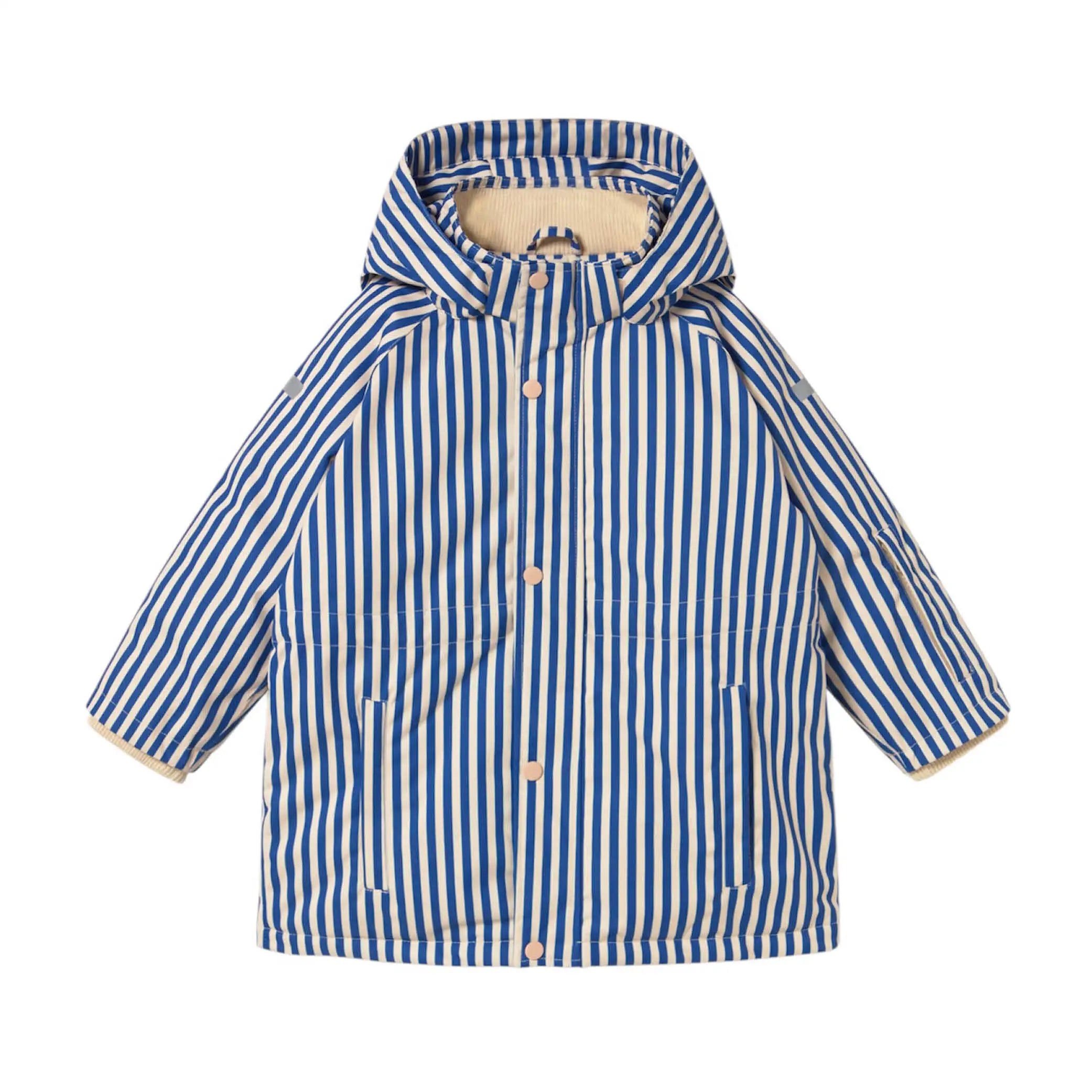 Schneejacke in blau gestreift
