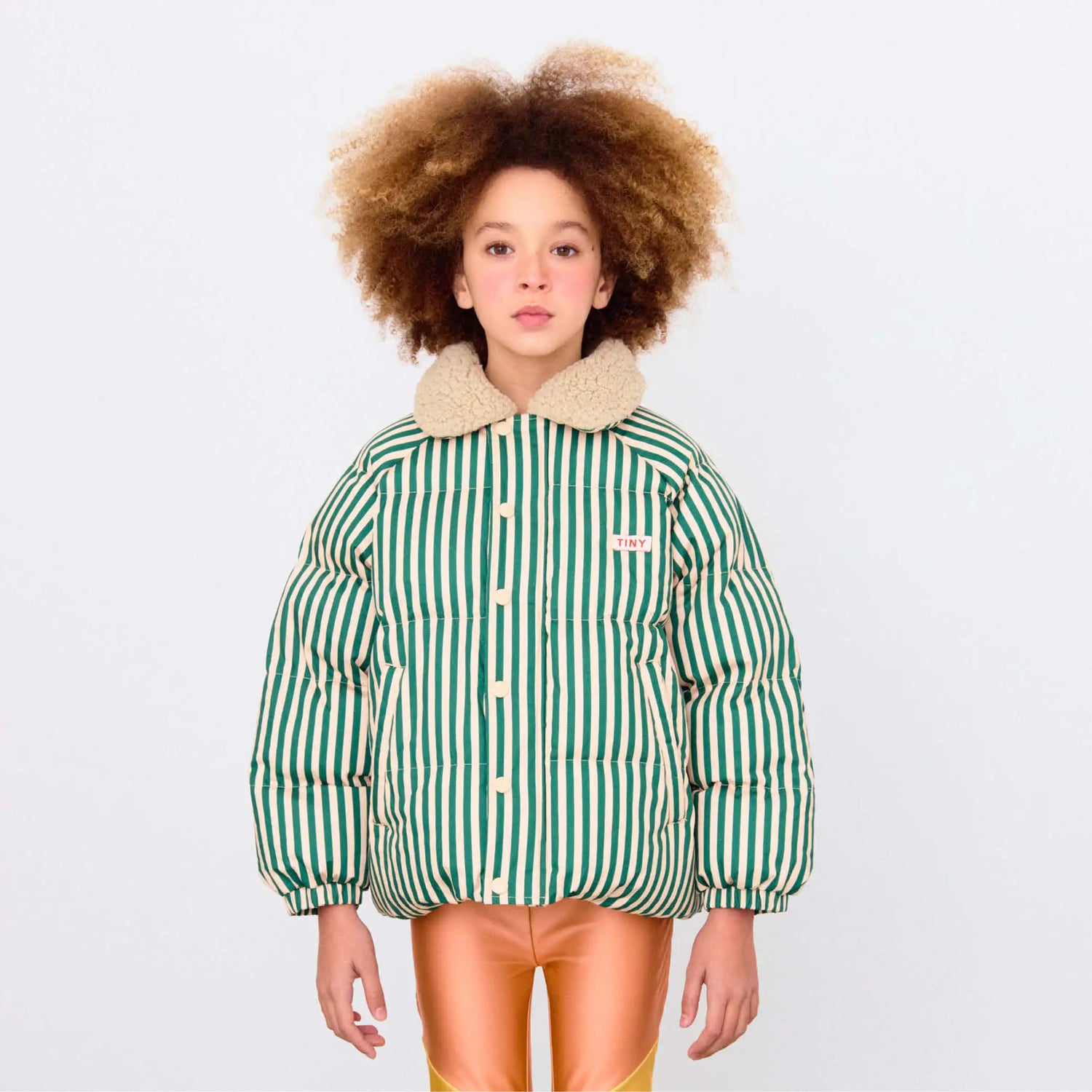 Pufferjacke in grün gestreift