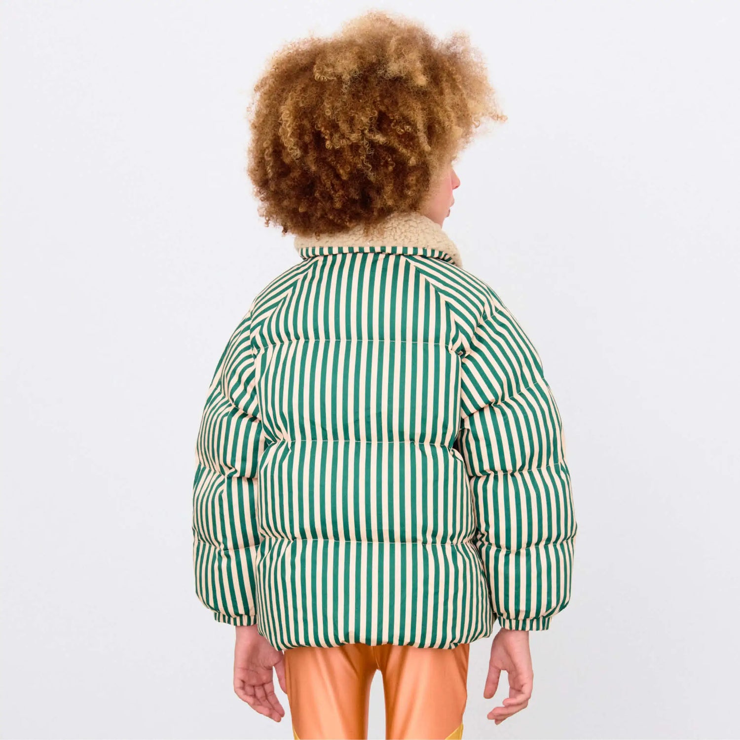 Pufferjacke in grün gestreift