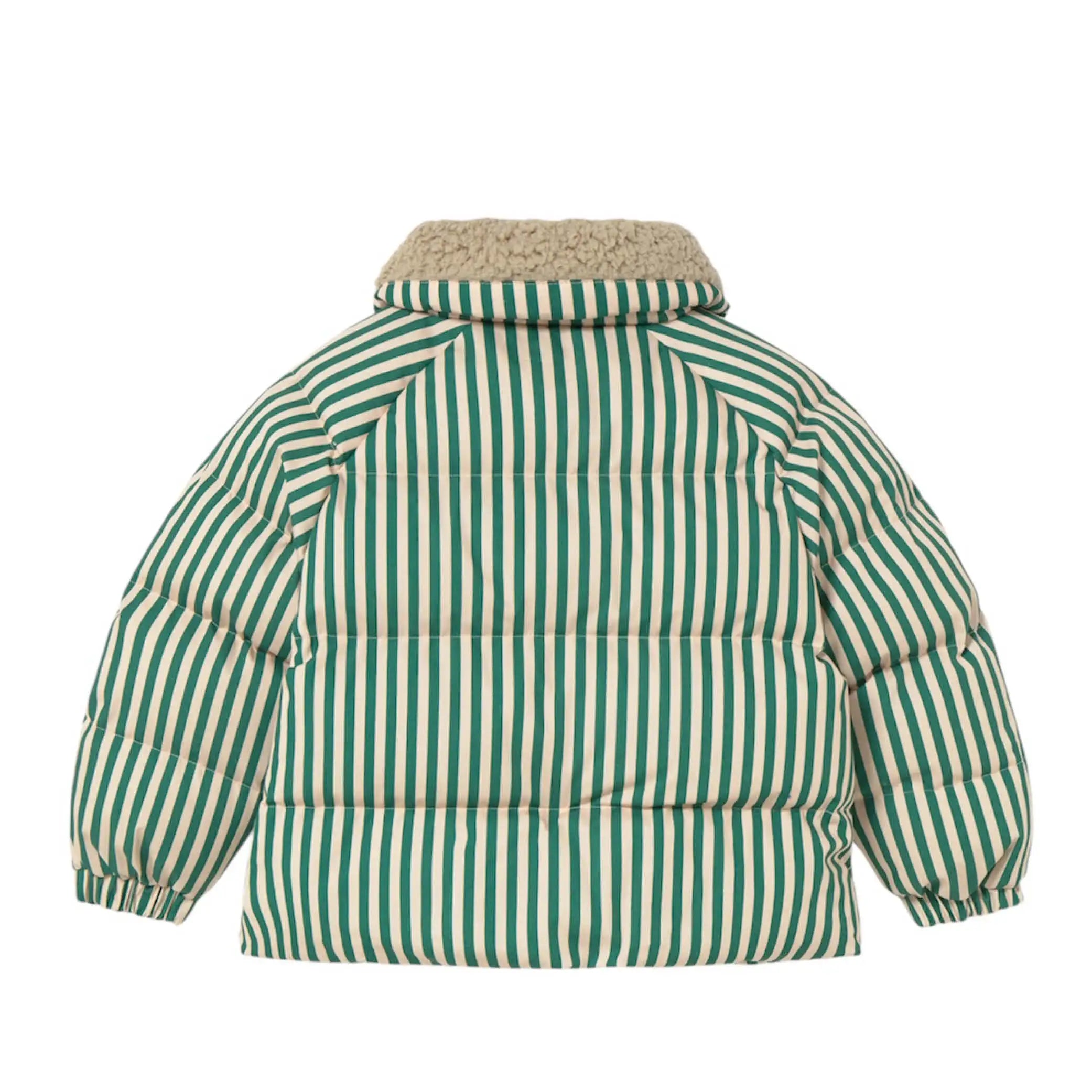 Short Padded Jacket in green striped