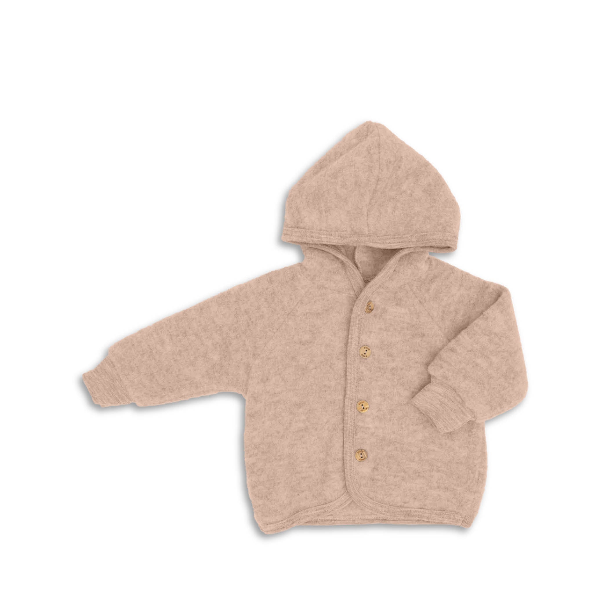 Baby Kapuzenjacke aus Wolle in sand melange von Engel Natur