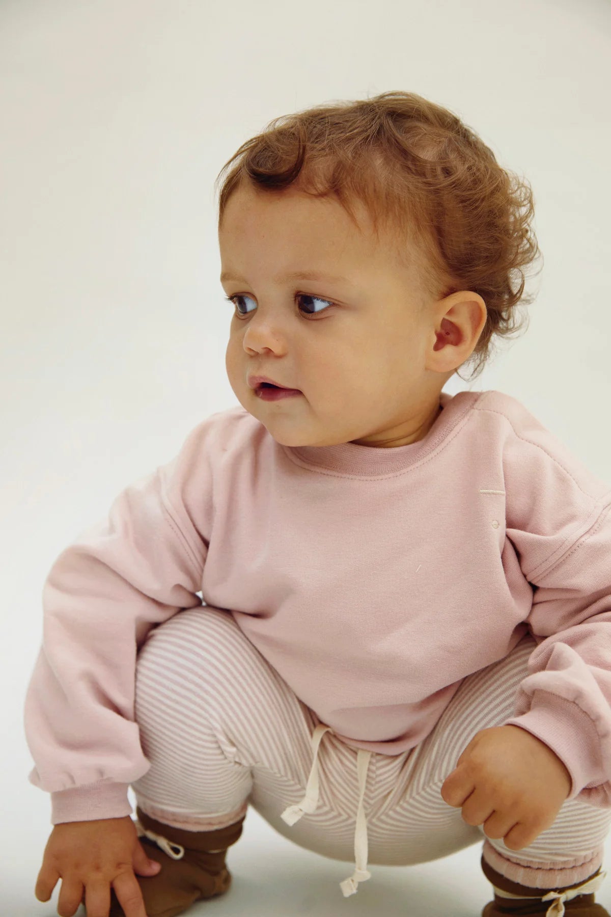 Baby Leggings in faded pink/cream