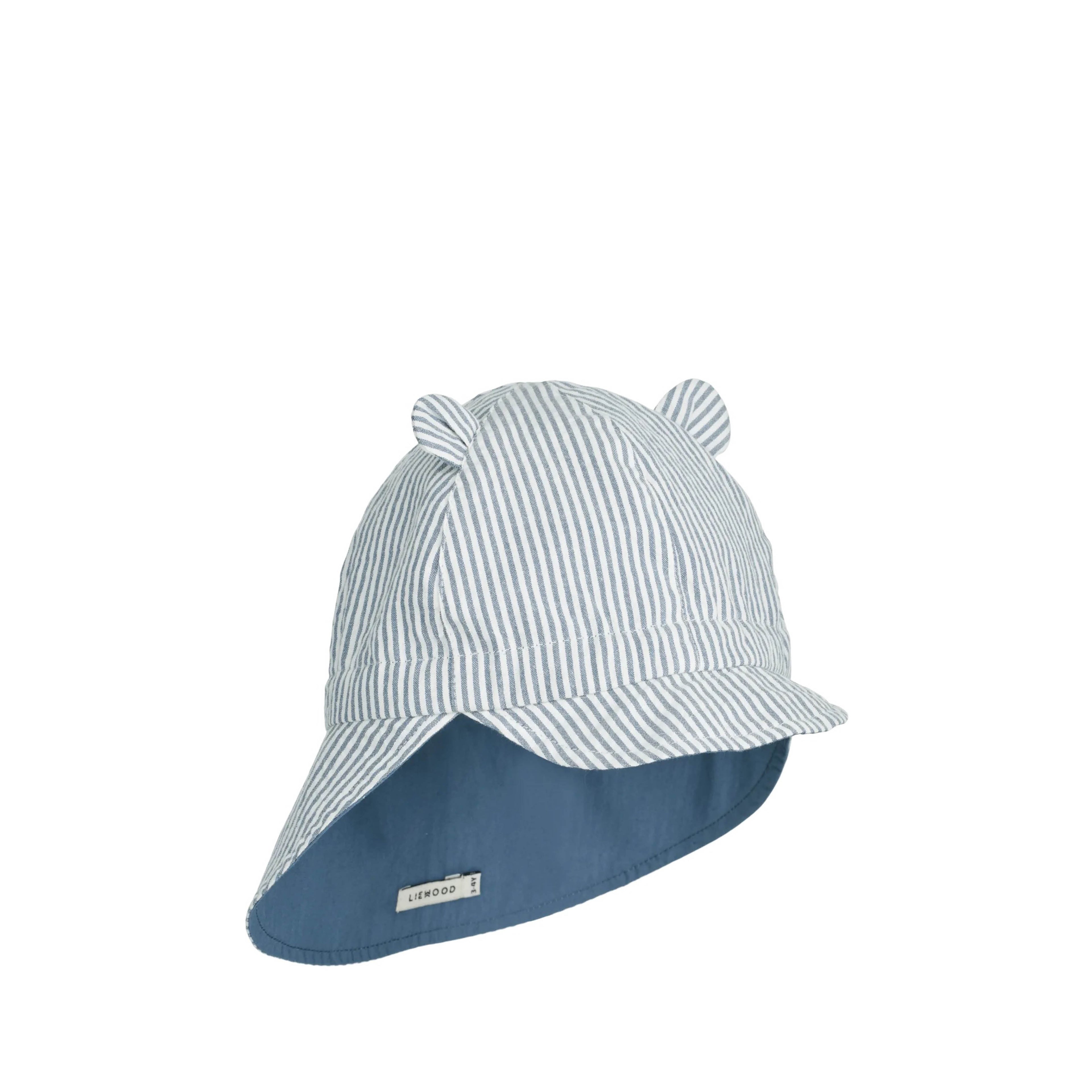 Sonnenhut Gorm in blue wave/creme de la creme gestreift