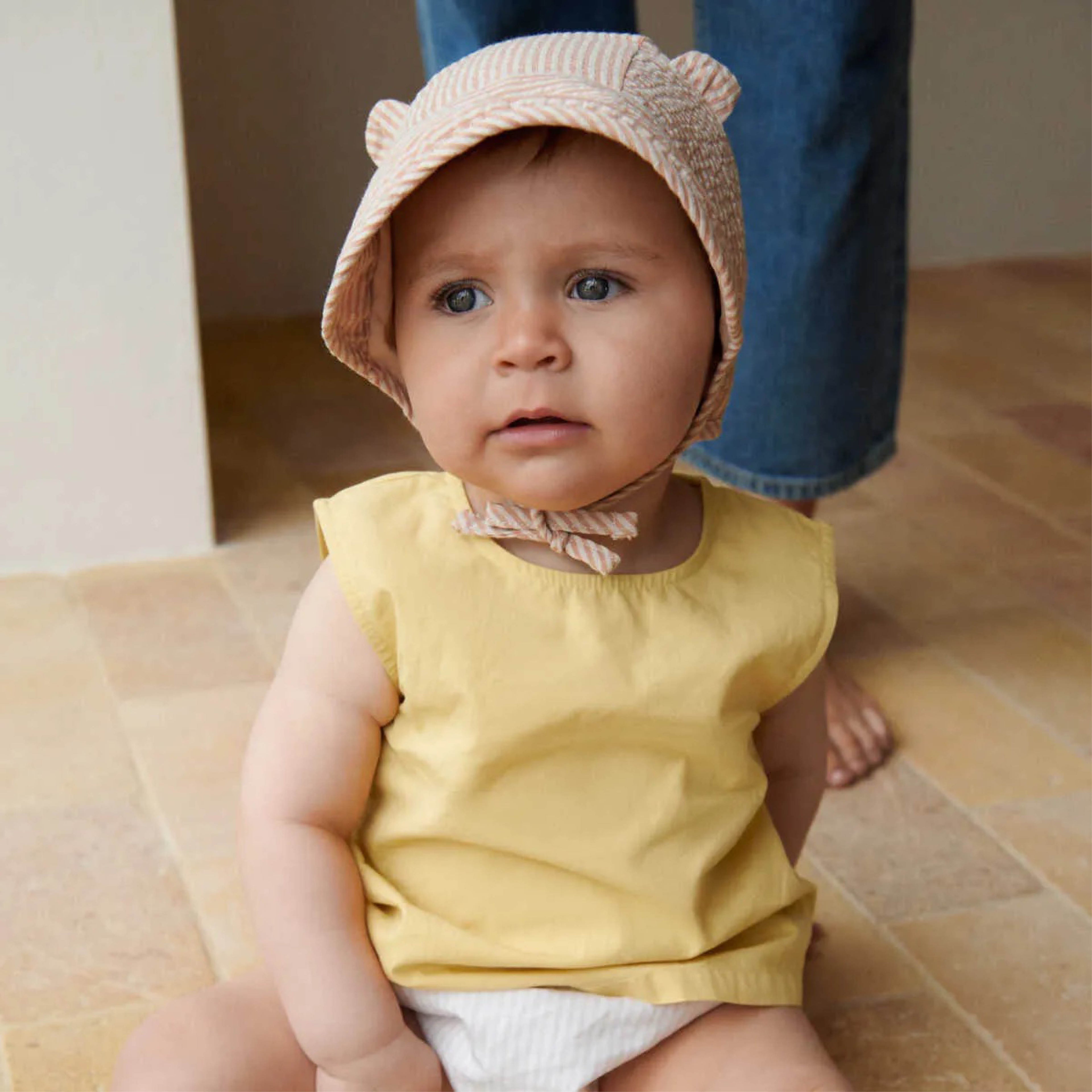 Sonnenhut Rae in blue wave/creme de la creme gestreift