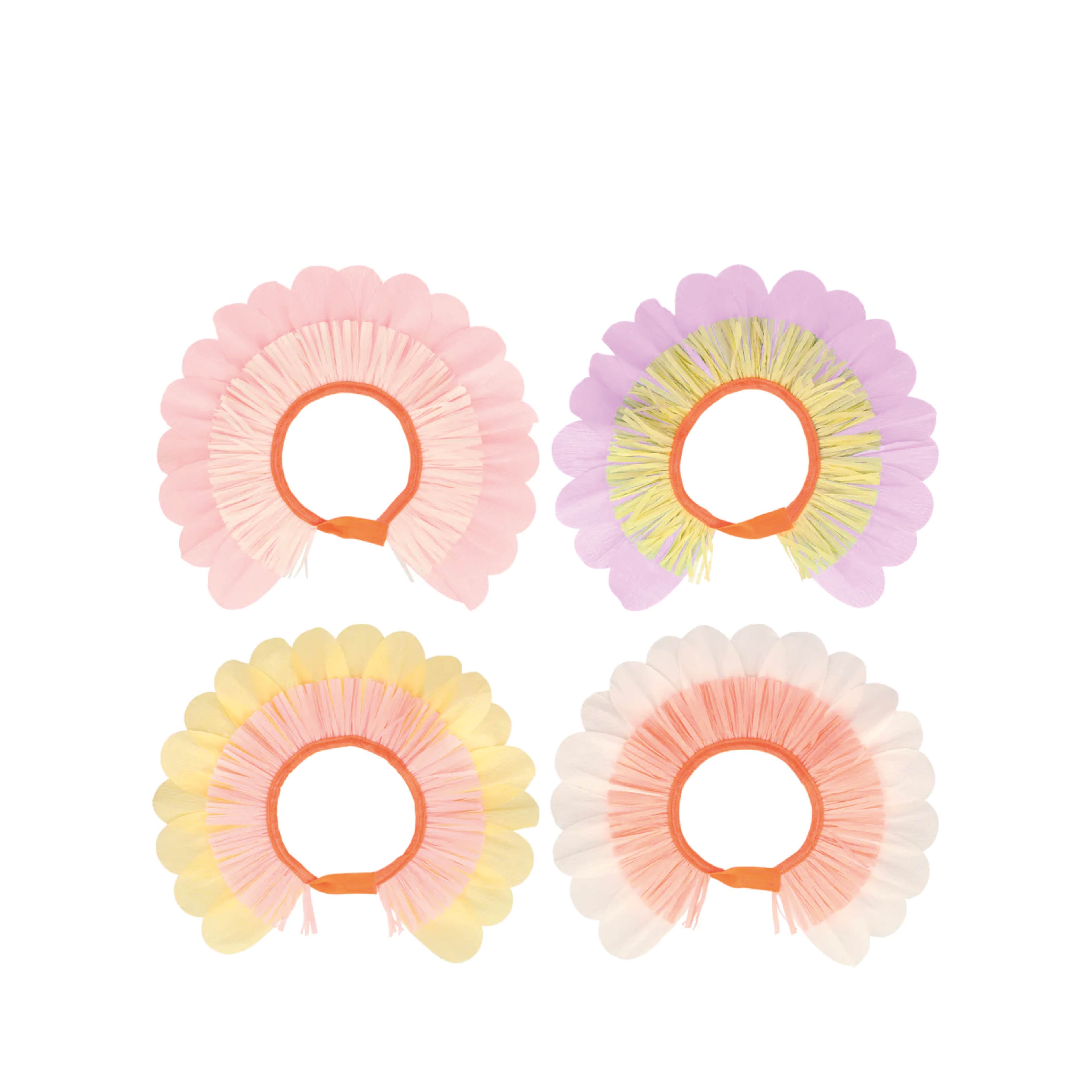 Pastellfarbene Blumenkronen aus Papier