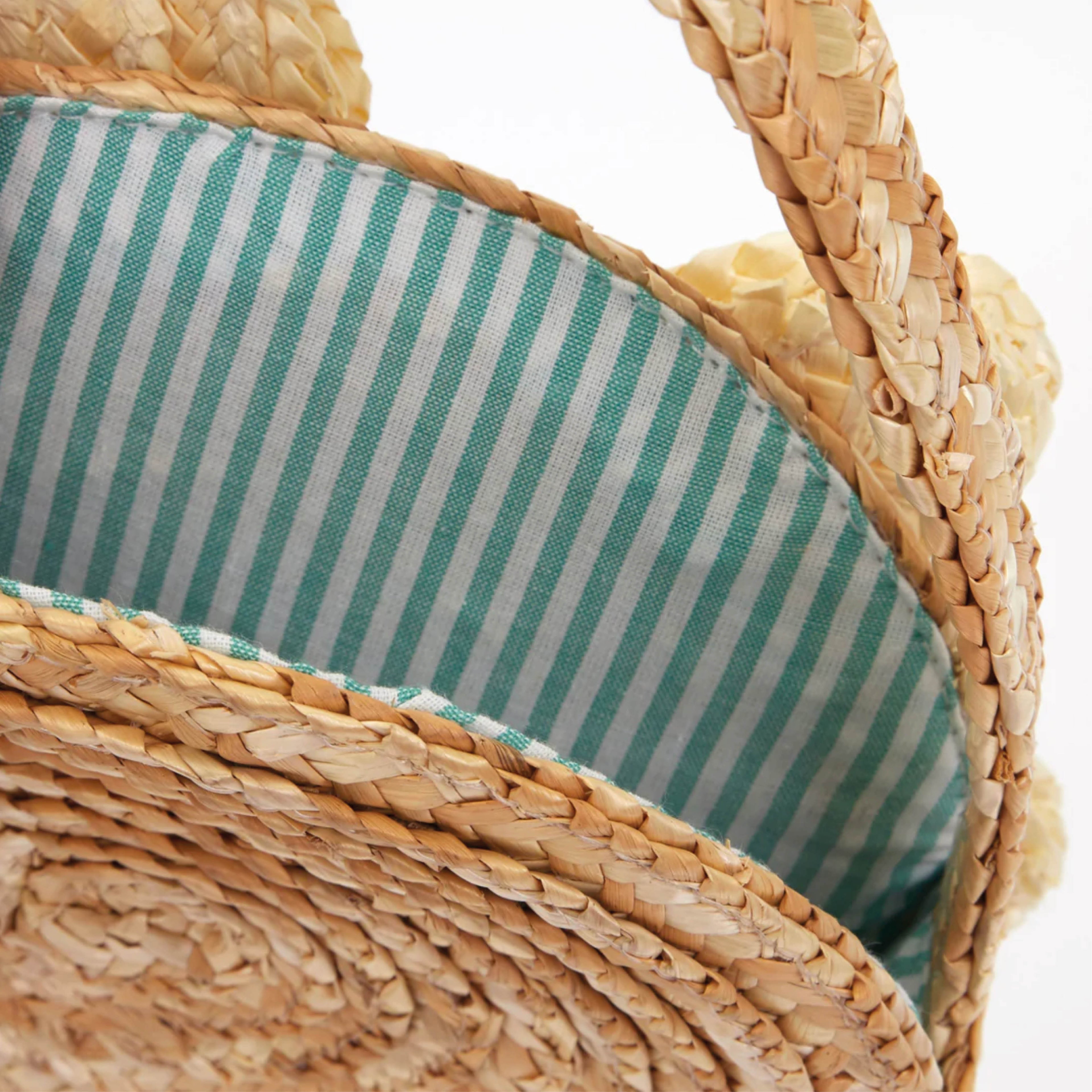 Kinder Strohtasche mit weißem Gänseblümchen