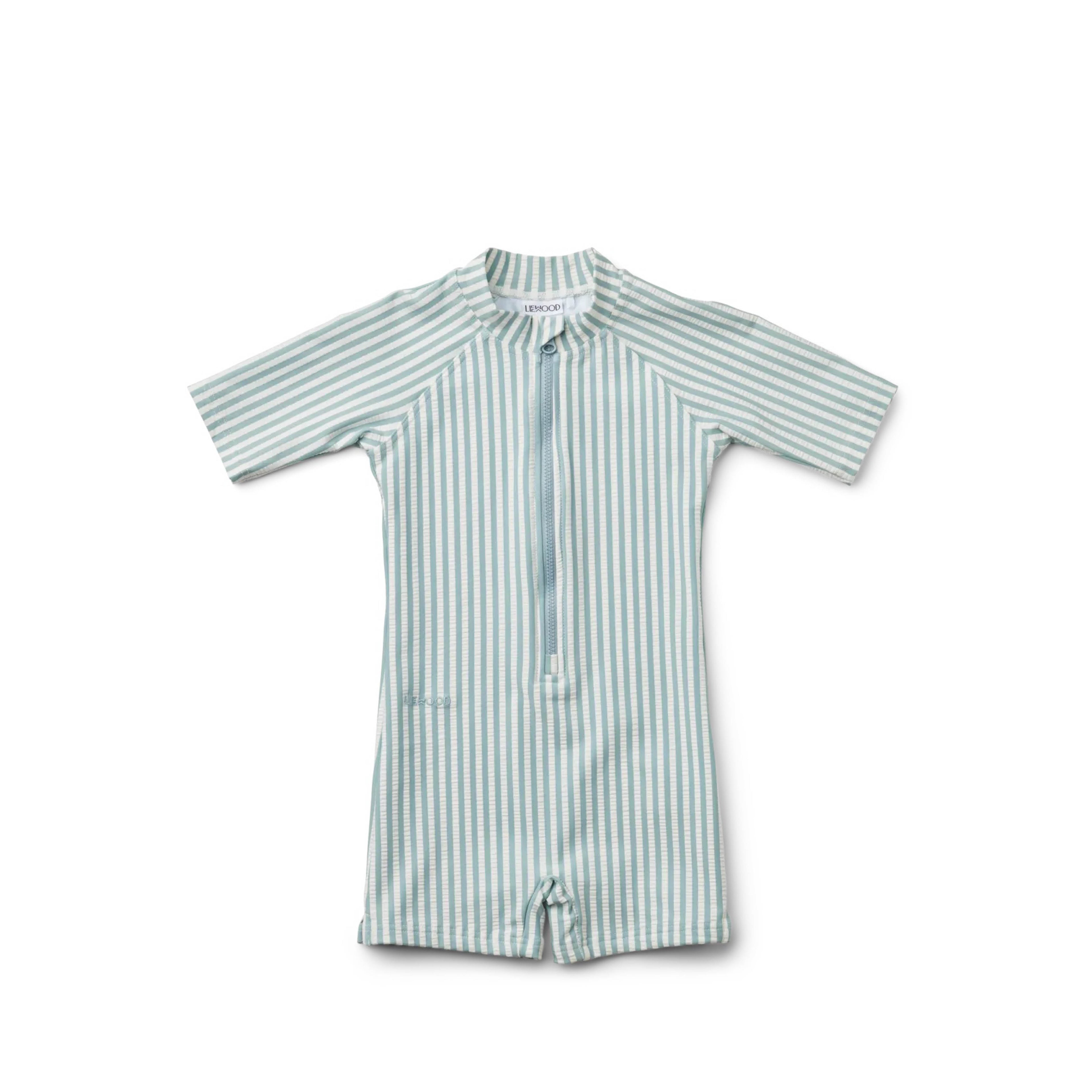 Schwimmanzug Max in sea blue/white gestreift