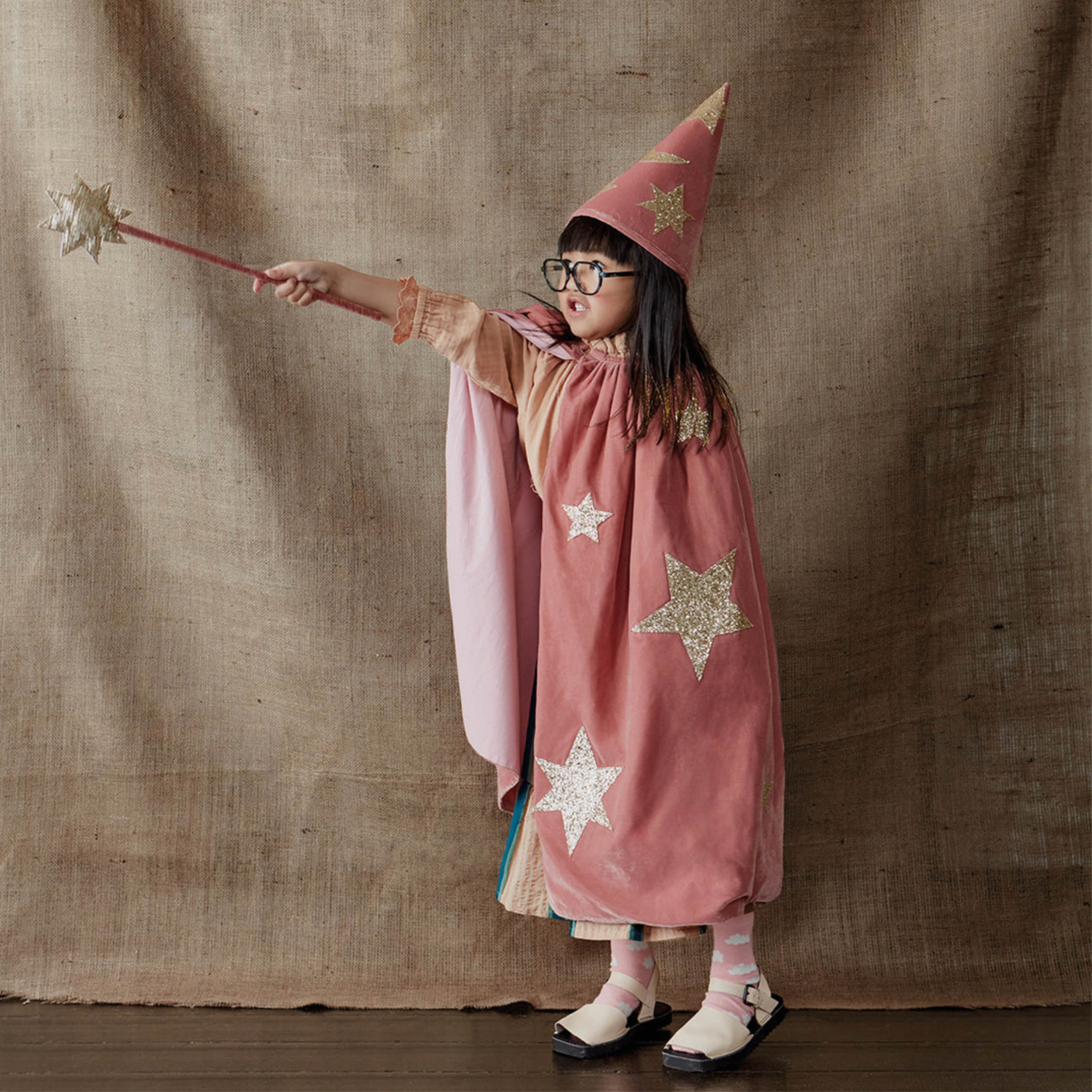 Zauberer Kinder Kostüm in rosa