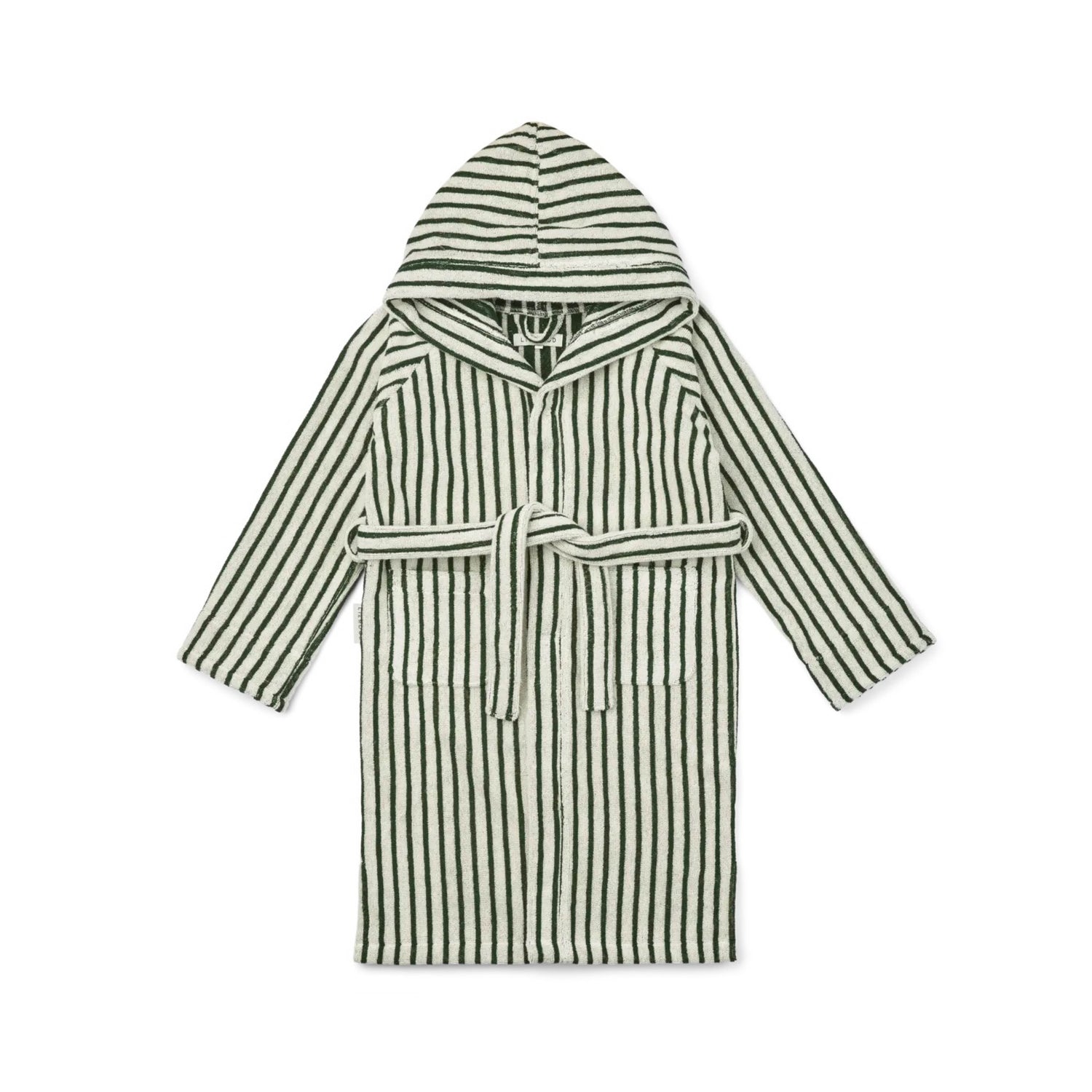 Bademantel Leo in garden green/creme de la creme gestreift