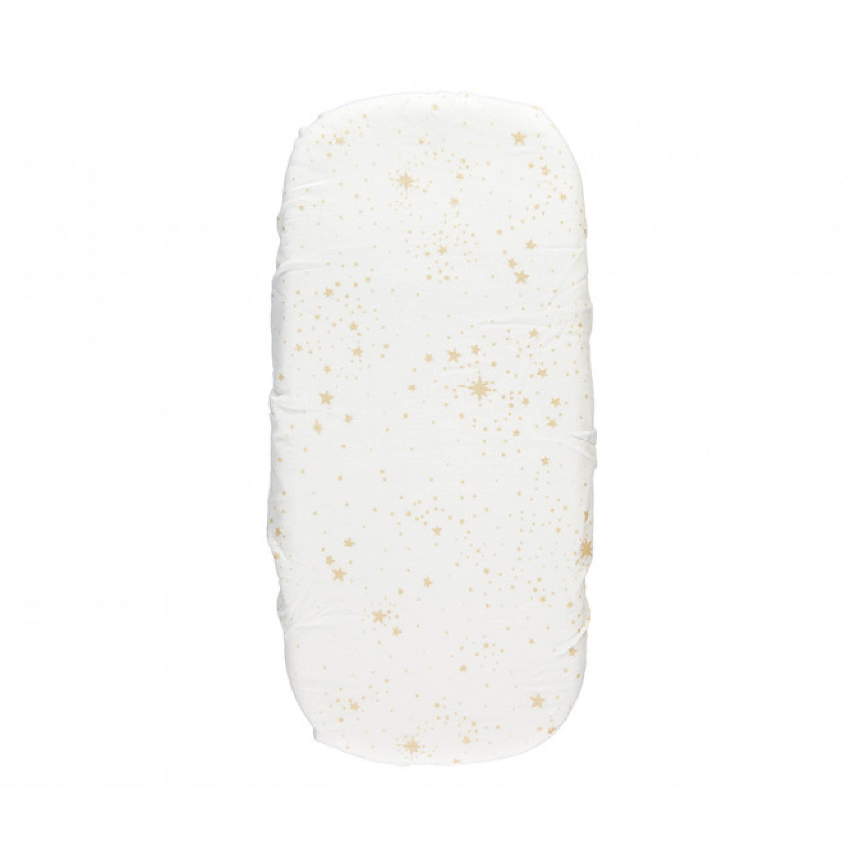 Baby Spannbettlaken Melody in gold stella/white