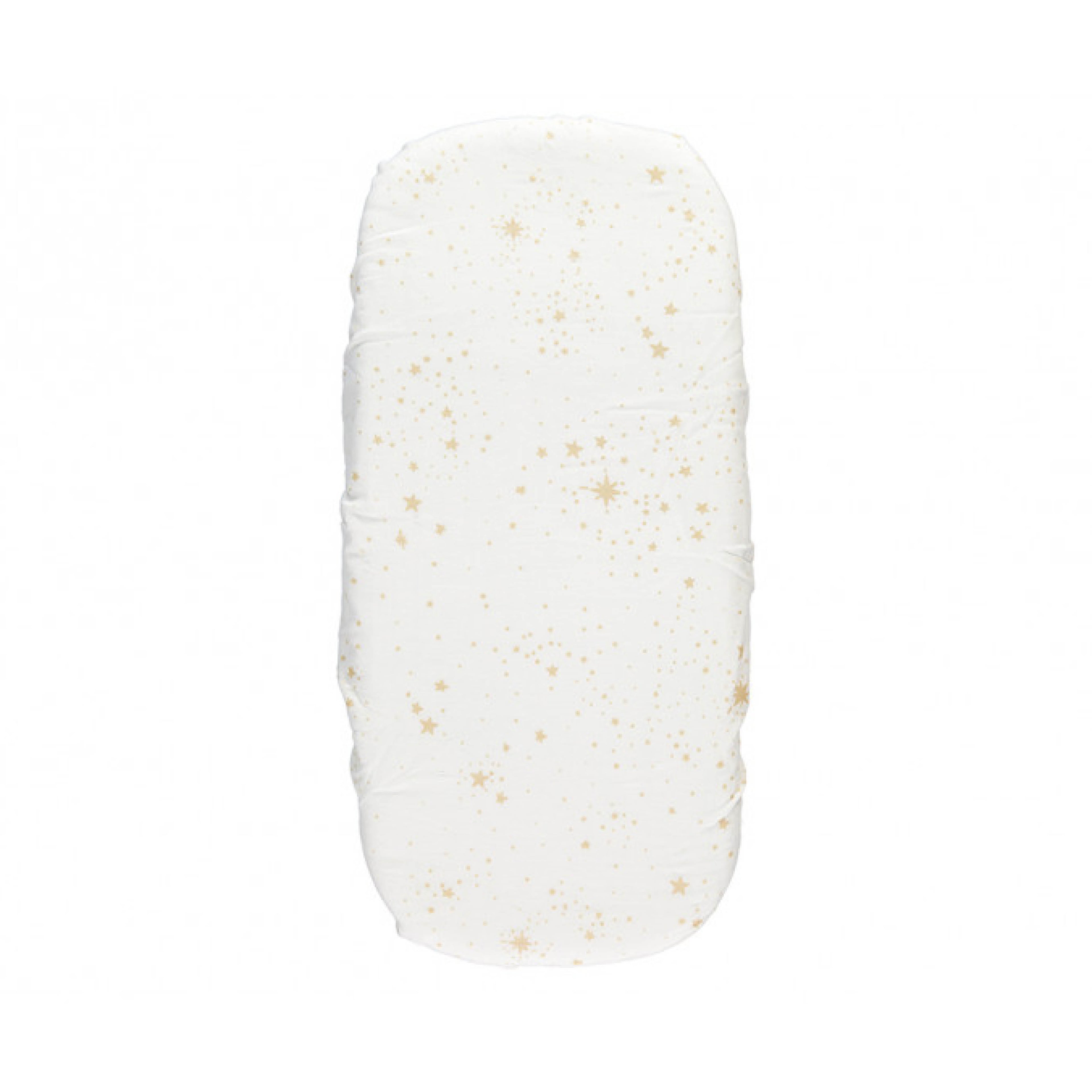 Baby Spannbettlaken Melody in gold stella/white