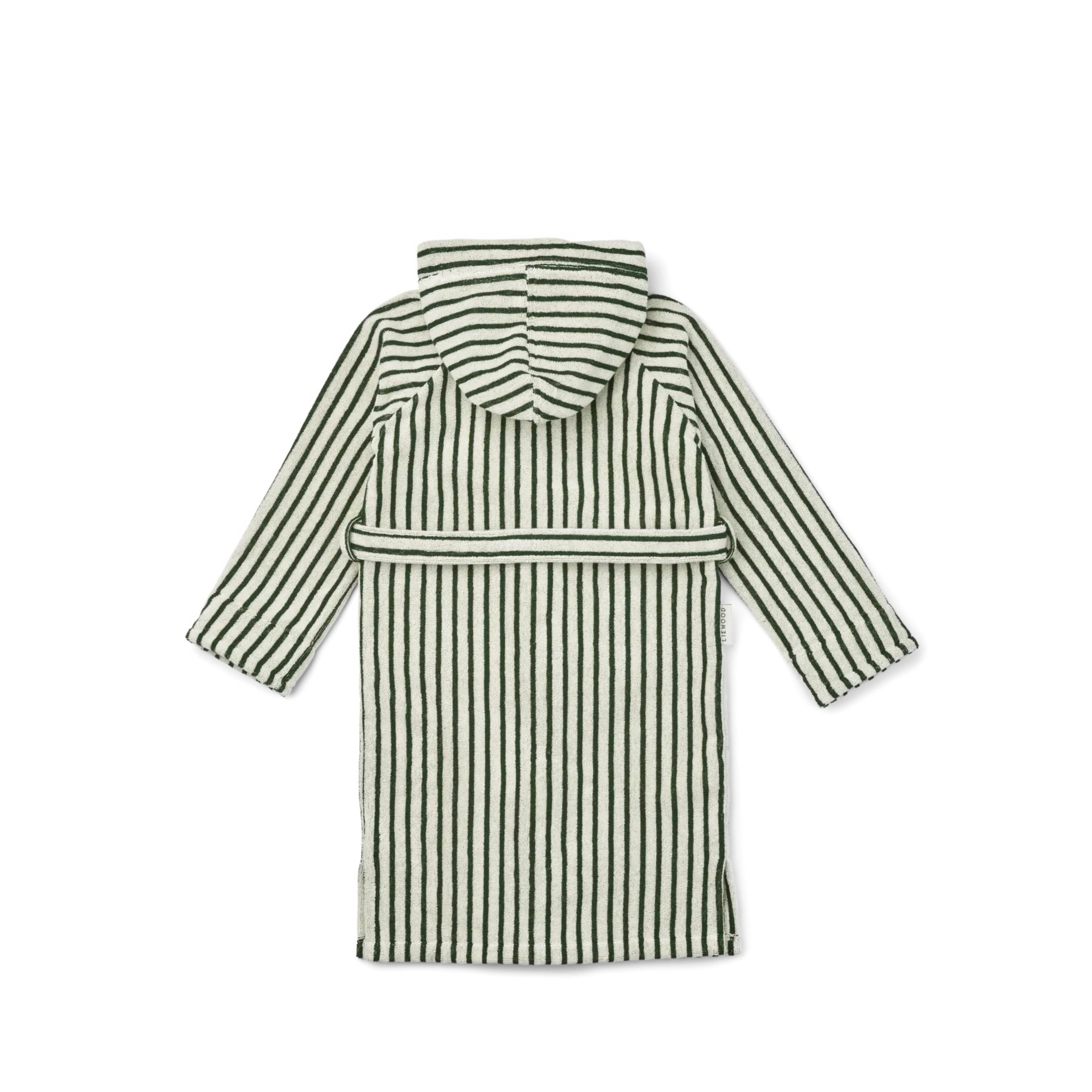 Bademantel Leo in garden green/creme de la creme gestreift