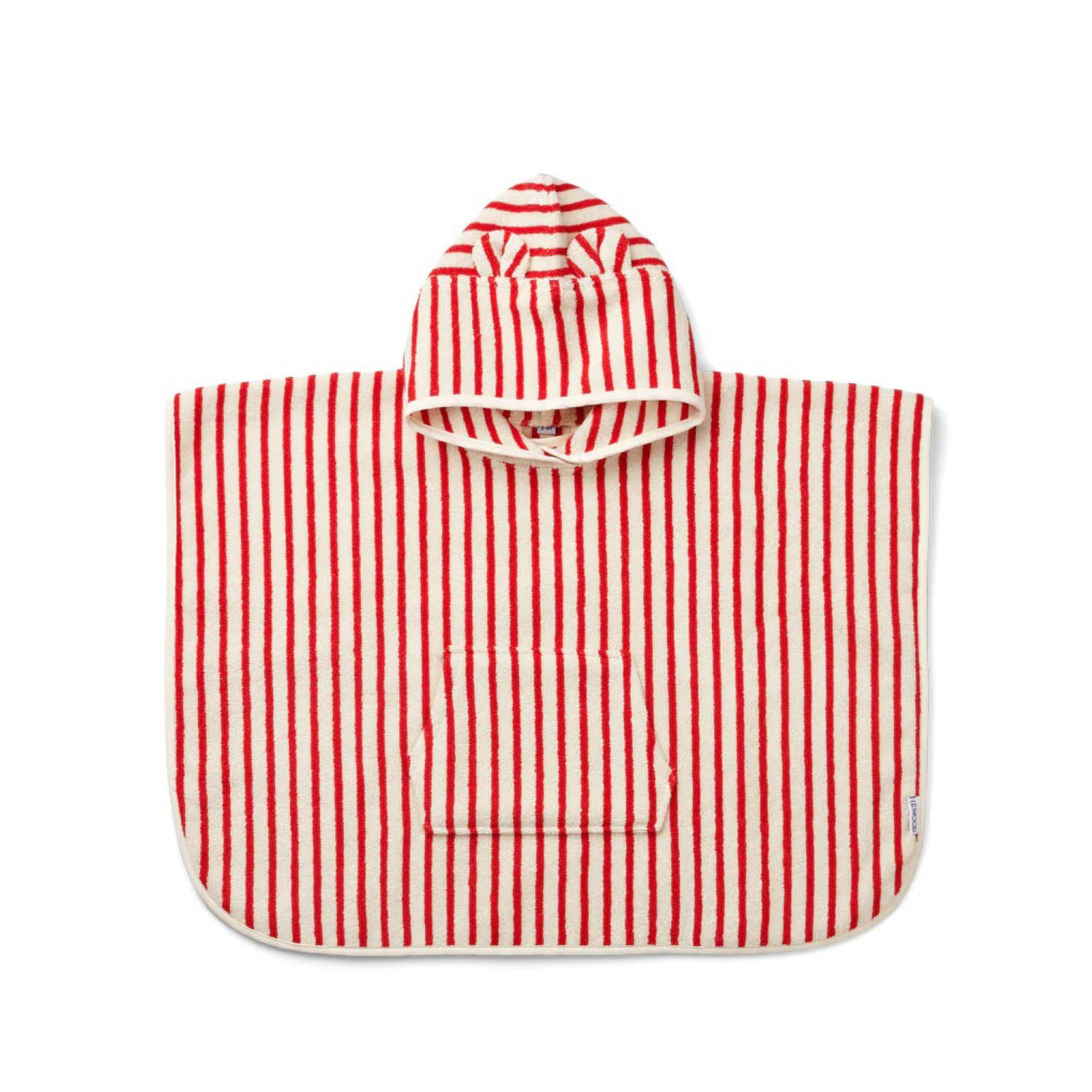 Izzy Kapuzen-Poncho in stripe apple red/creme de la creme