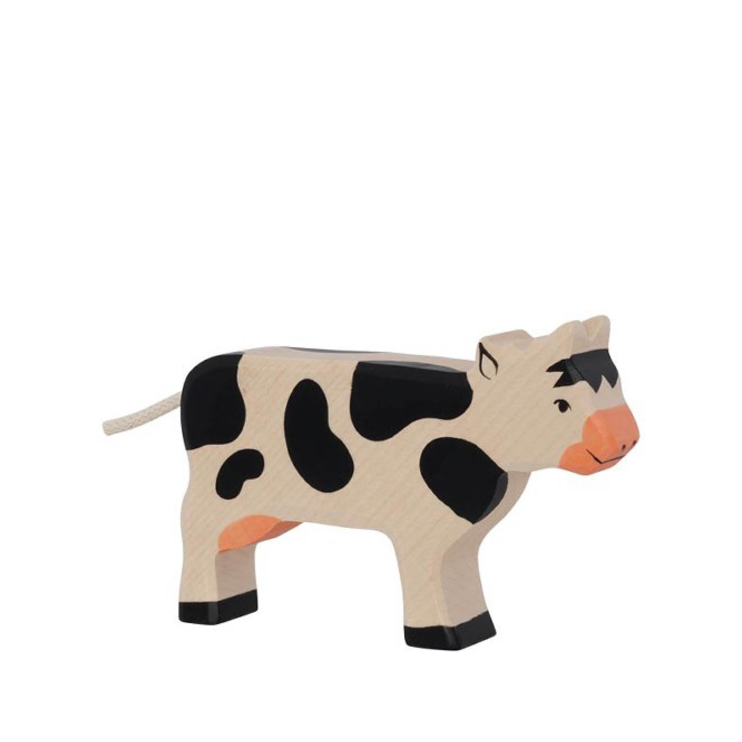 Holzfigur, schwarze Kuh