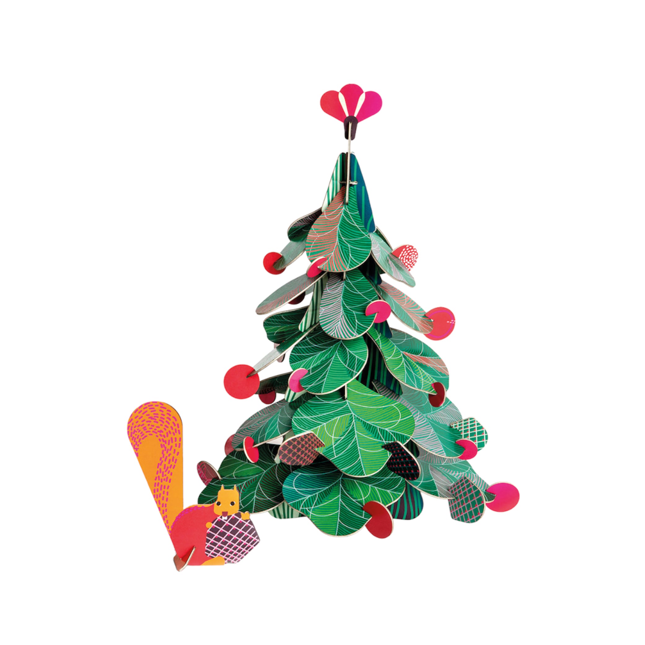 Großer Weihnachtsbaum mit Eichhörnchen 3D-Puzzle