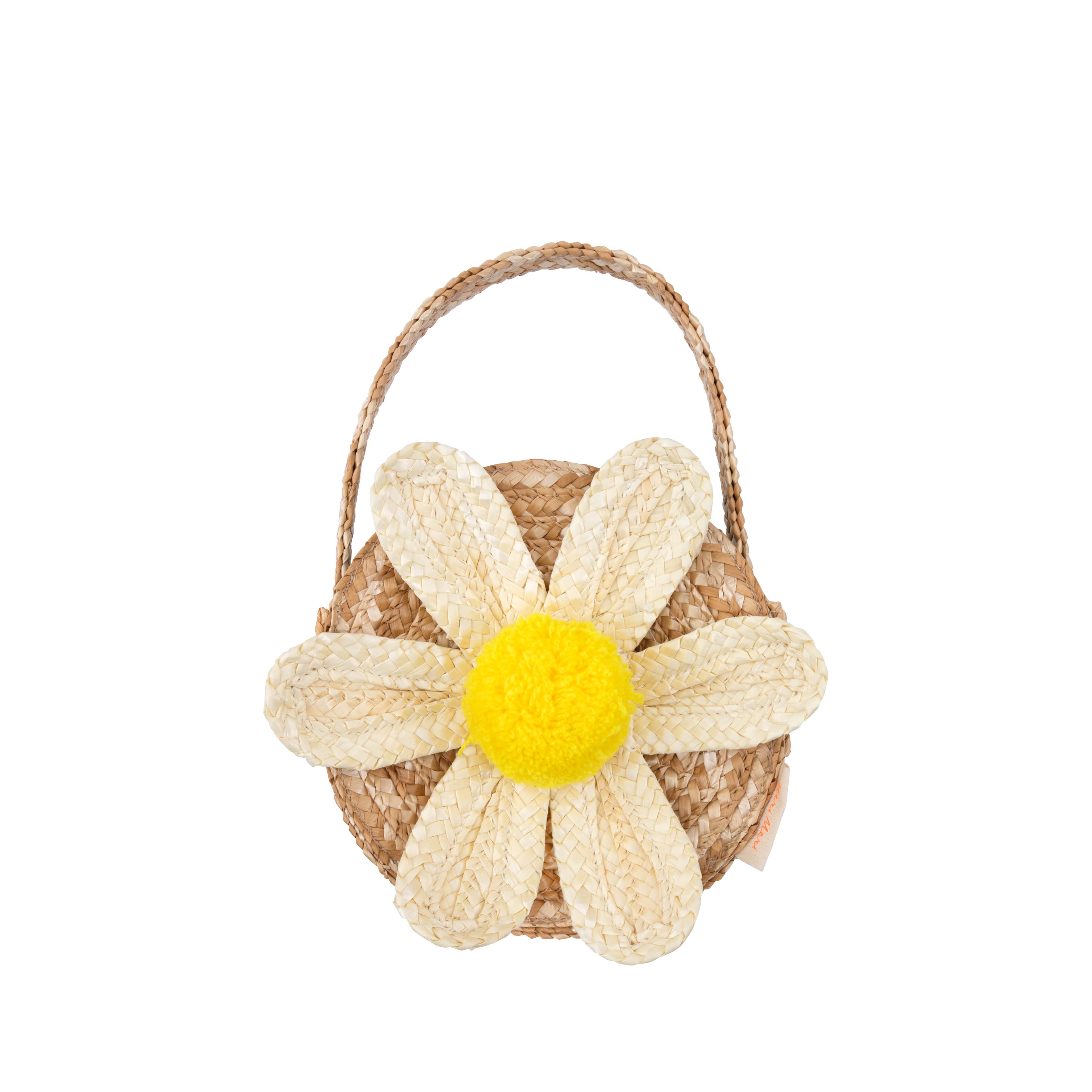 Kinder Strohtasche mit weißem Gänseblümchen