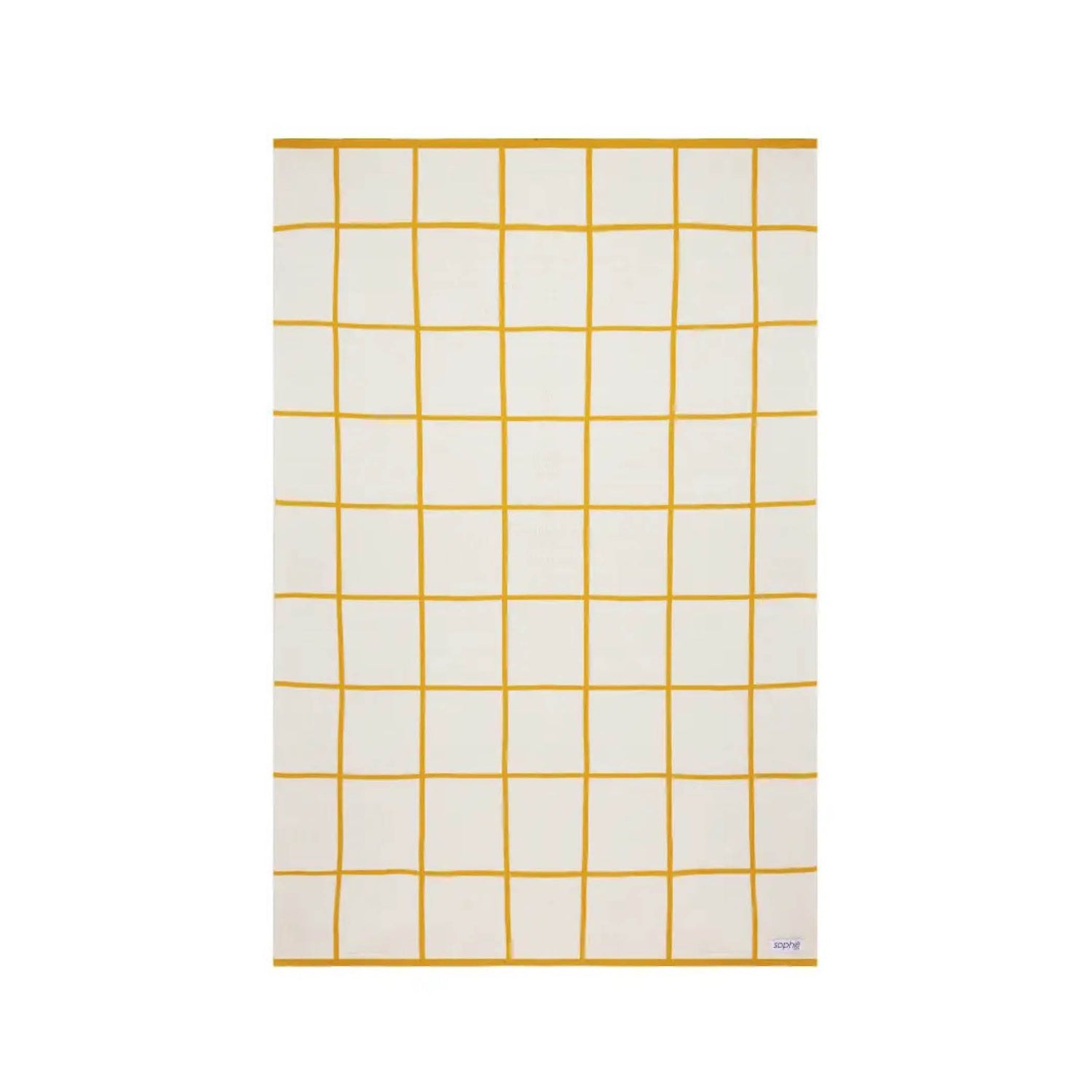 Cotton knit baby blanket, yellow grid