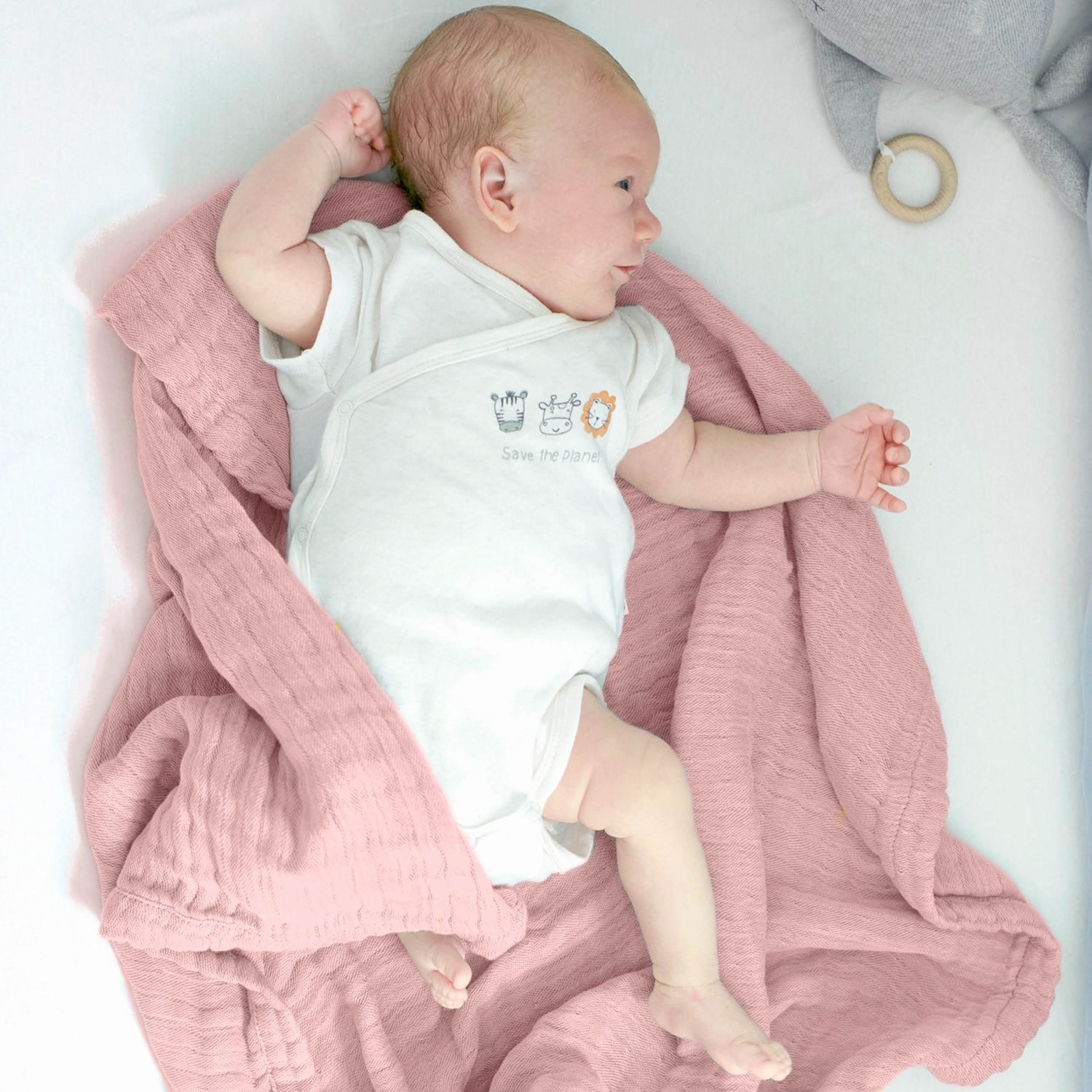 Muslin Baby Blanket in old rose