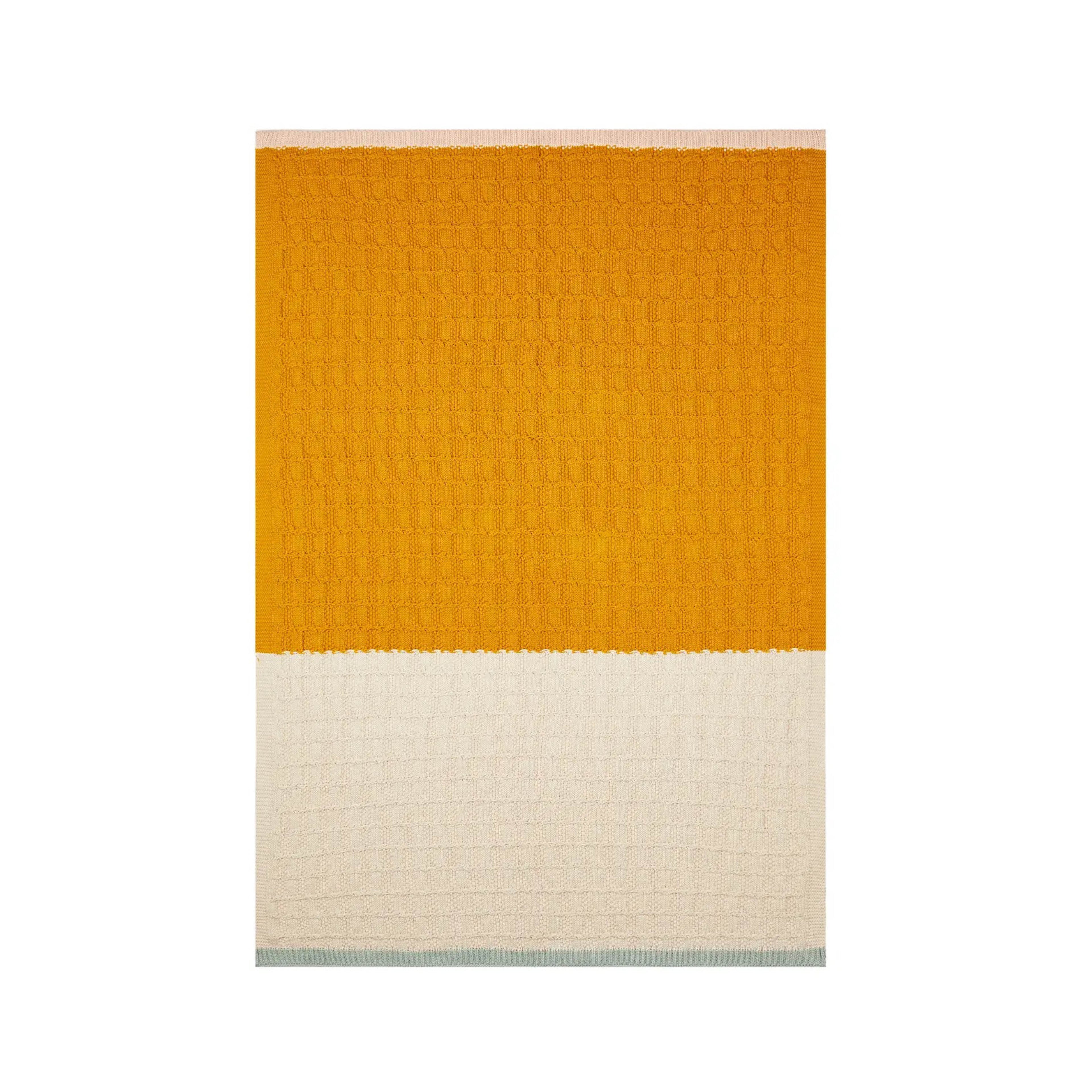 Babydecke aus Baumwollstrick in citrus/creme