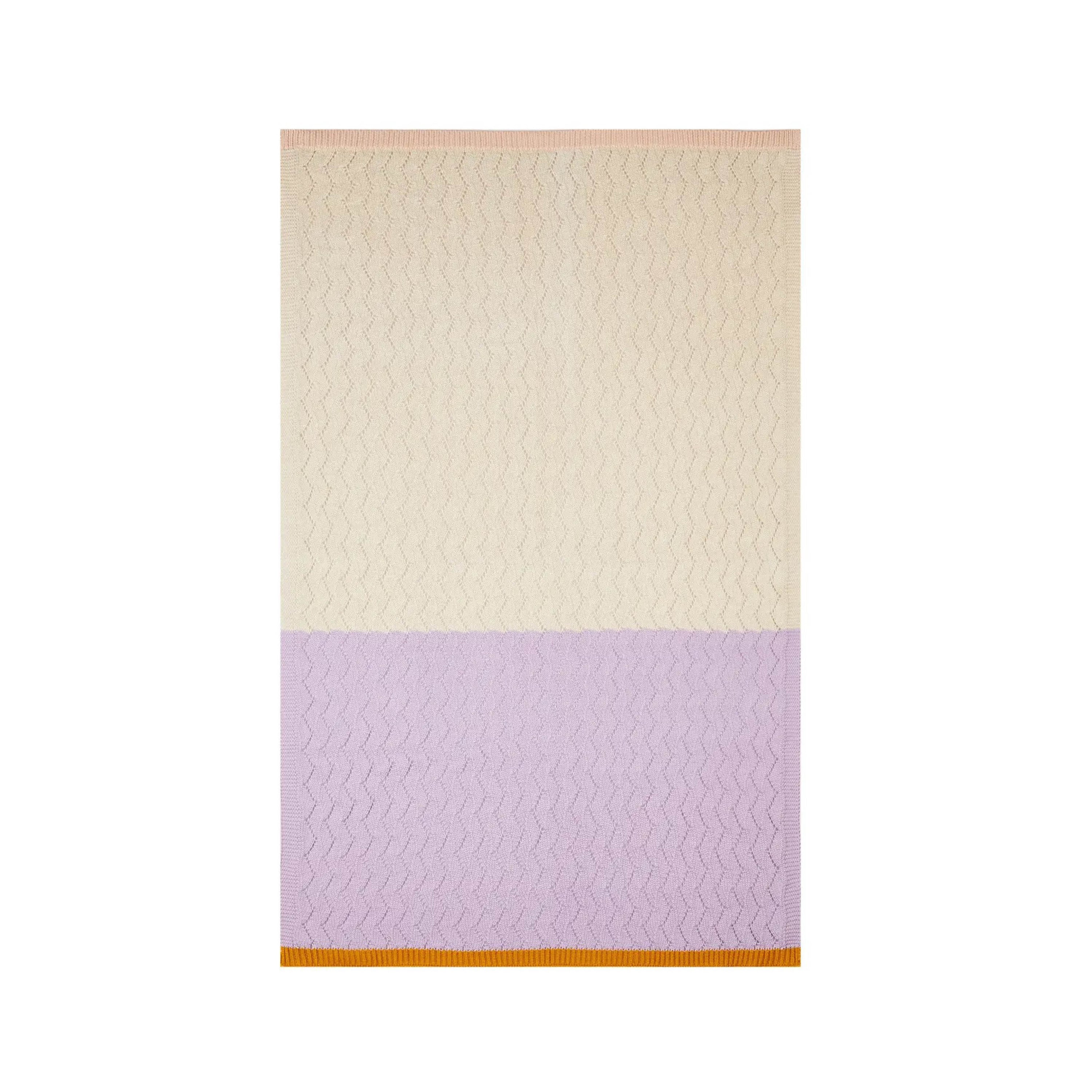Knitted Baby Blanket in lilac/cream