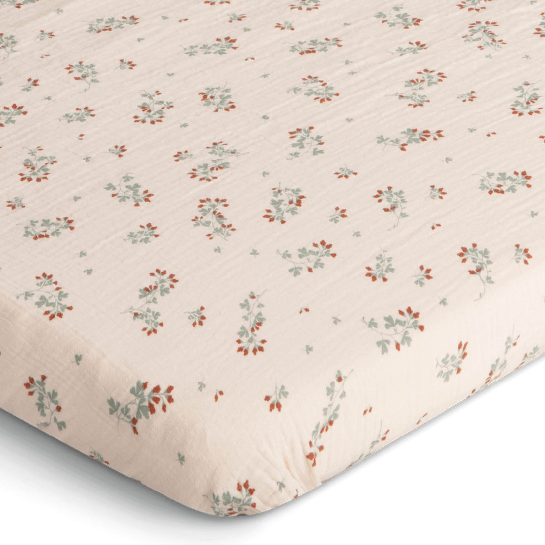 Muslin Fitted Sheet in clover