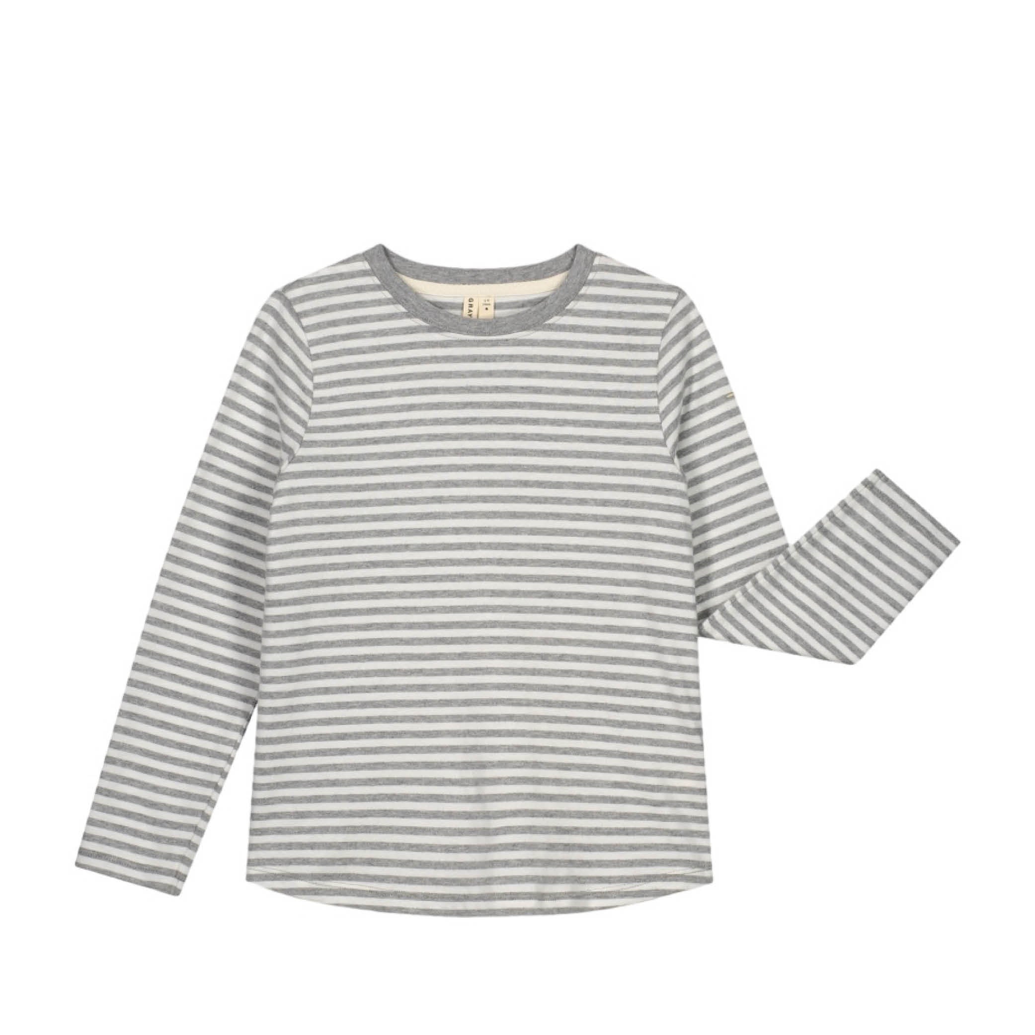 Long-sleeved T-Shirt in grey melange/off white