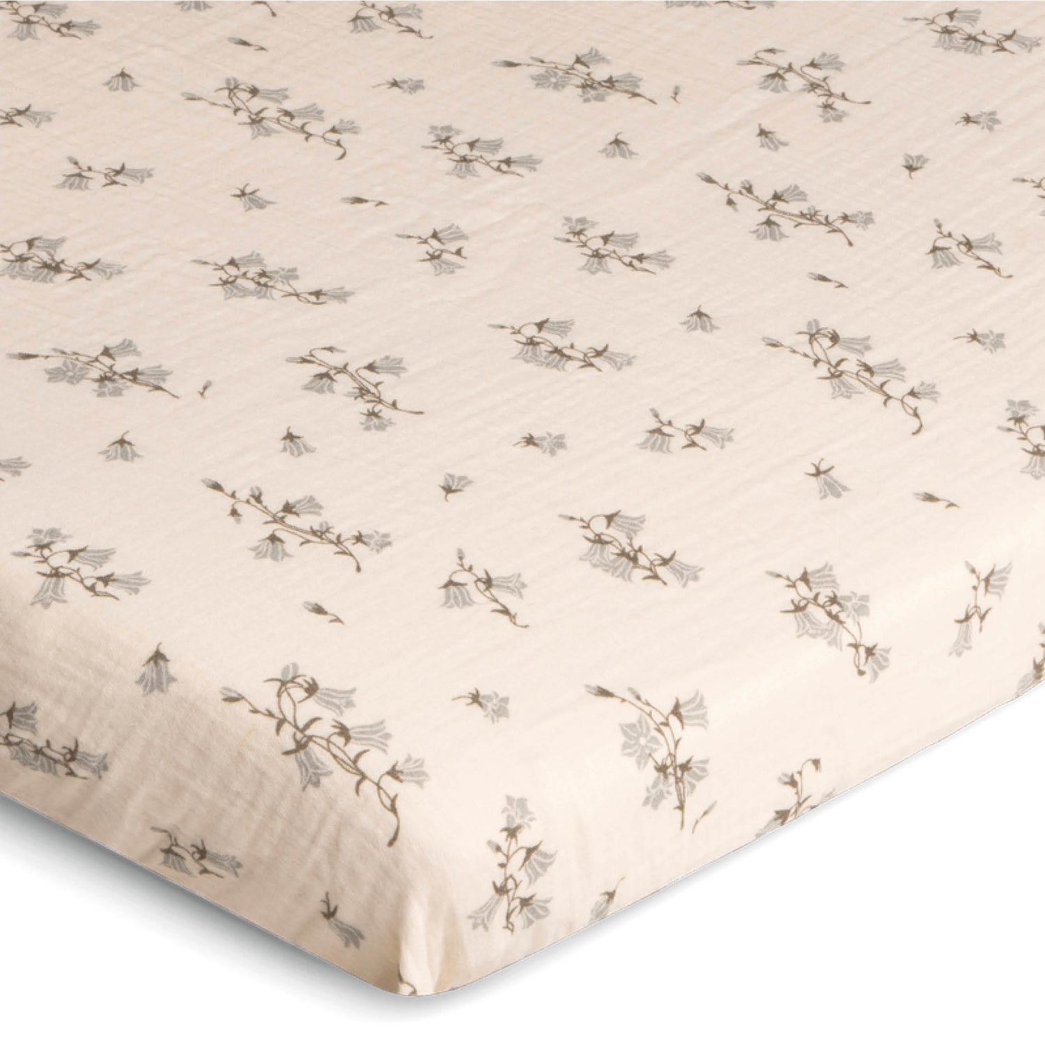 Muslin Fitted Sheet in bluebell