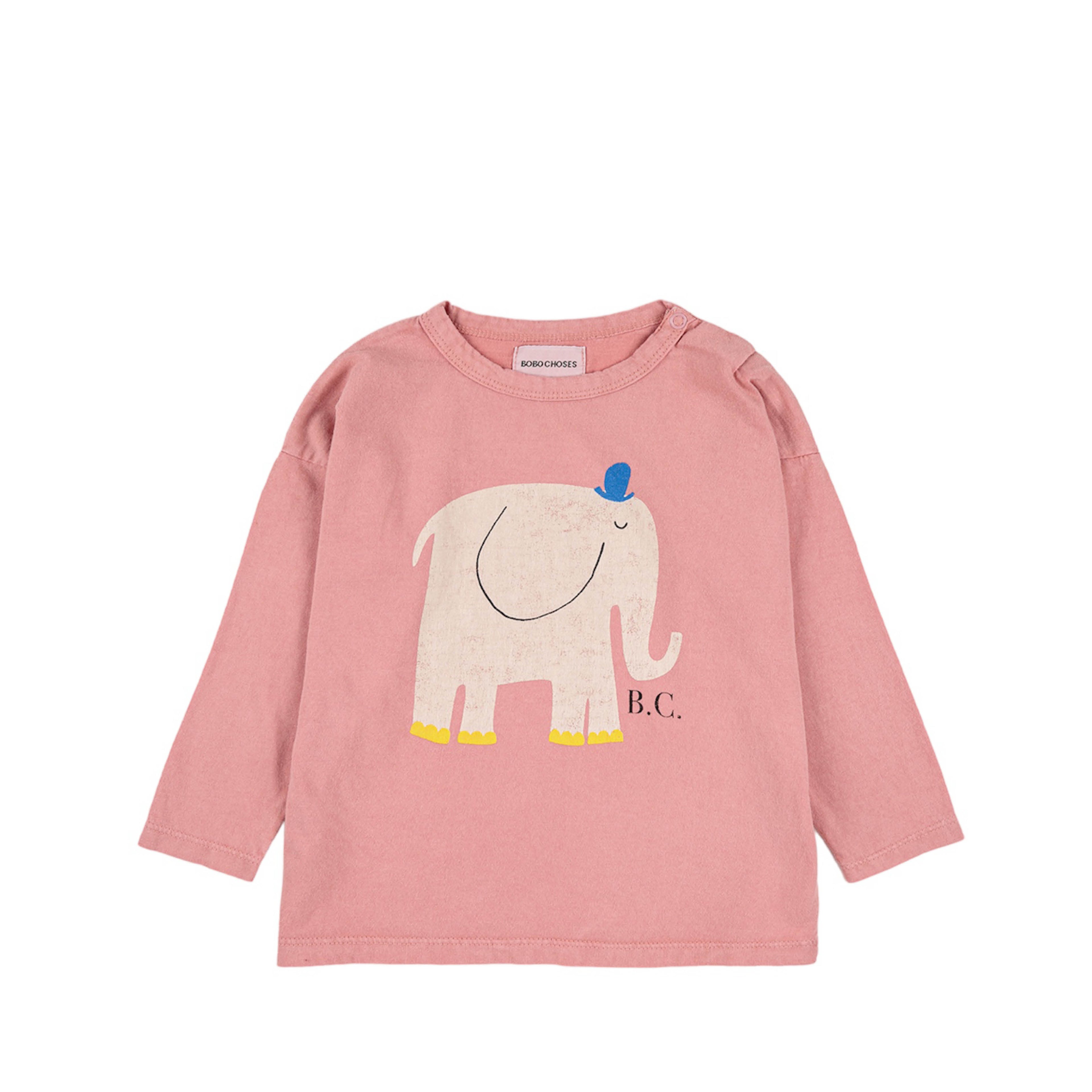 Long-sleeved Baby T-Shirt with Elephant