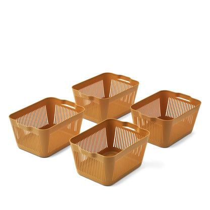 Set of 4, Makeeva Basket S in golden caramel