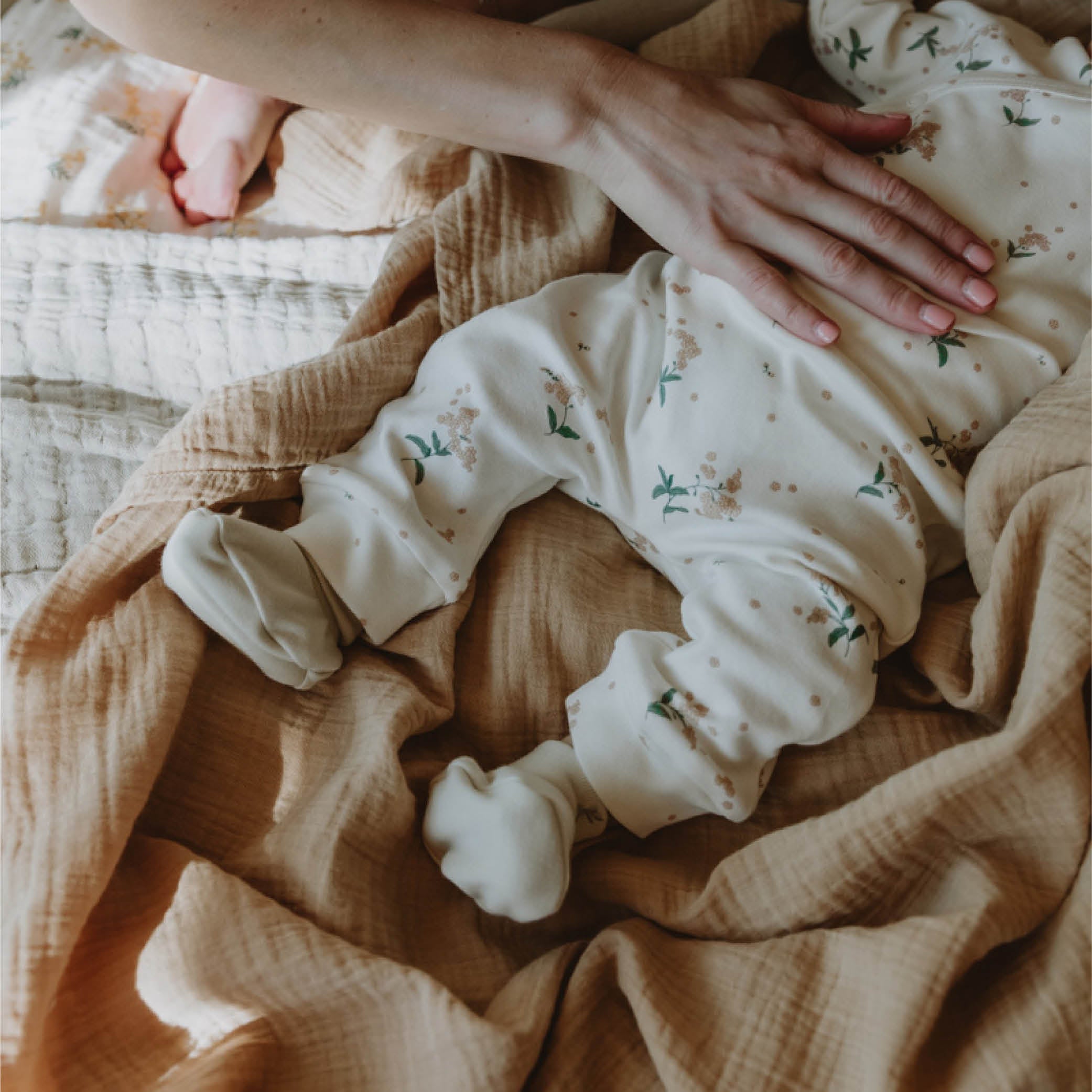 Muslin Swaddle Blanket in hay